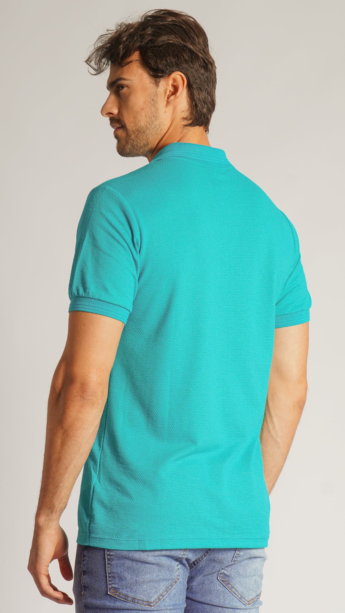 Camisa Polo Colmeia - Verde Água