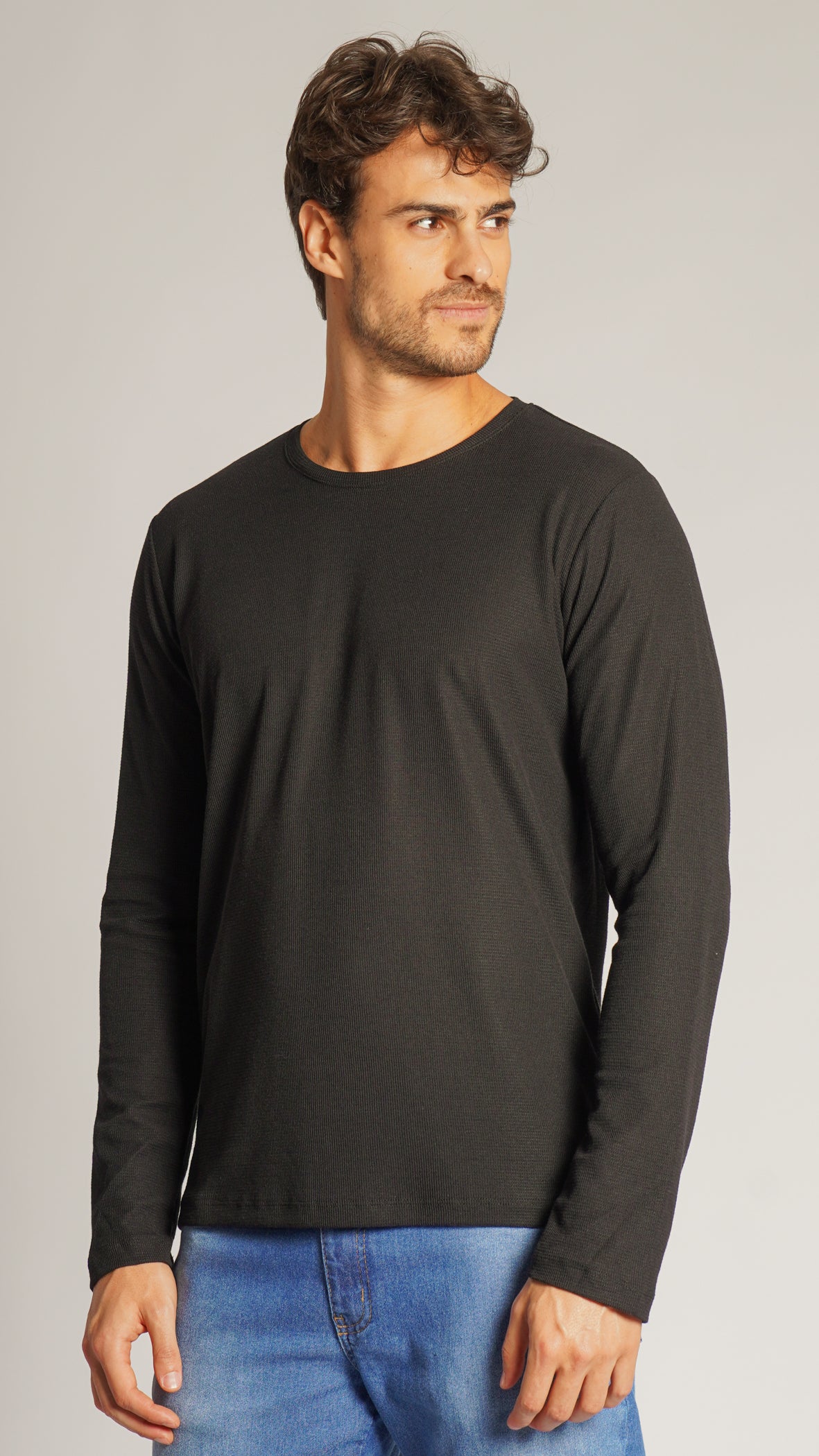 Camiseta Manga Longa Tricô Diamond - Preta