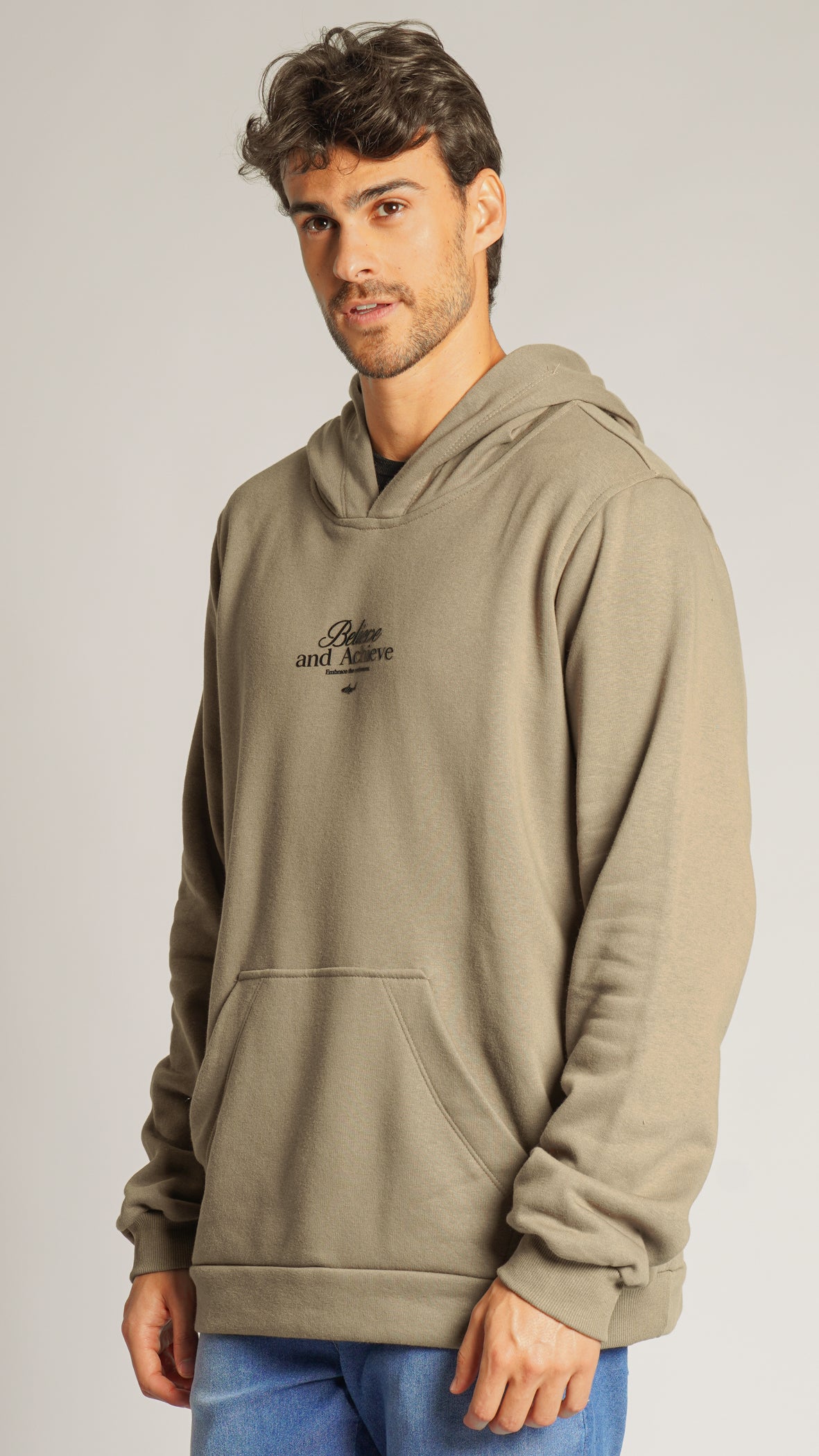 Moletom Canguru Premium Believe - Caqui