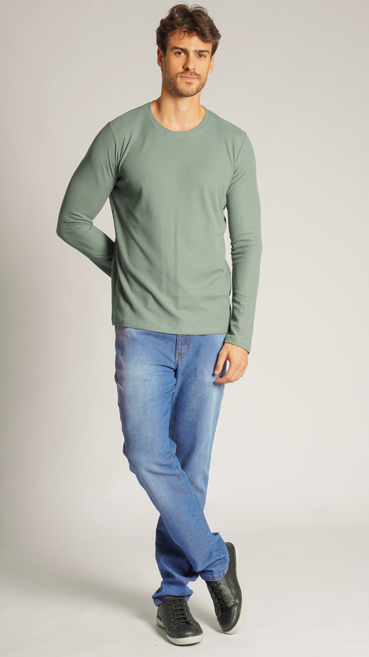 Camiseta Manga Longa Tricô Diamond - Verde