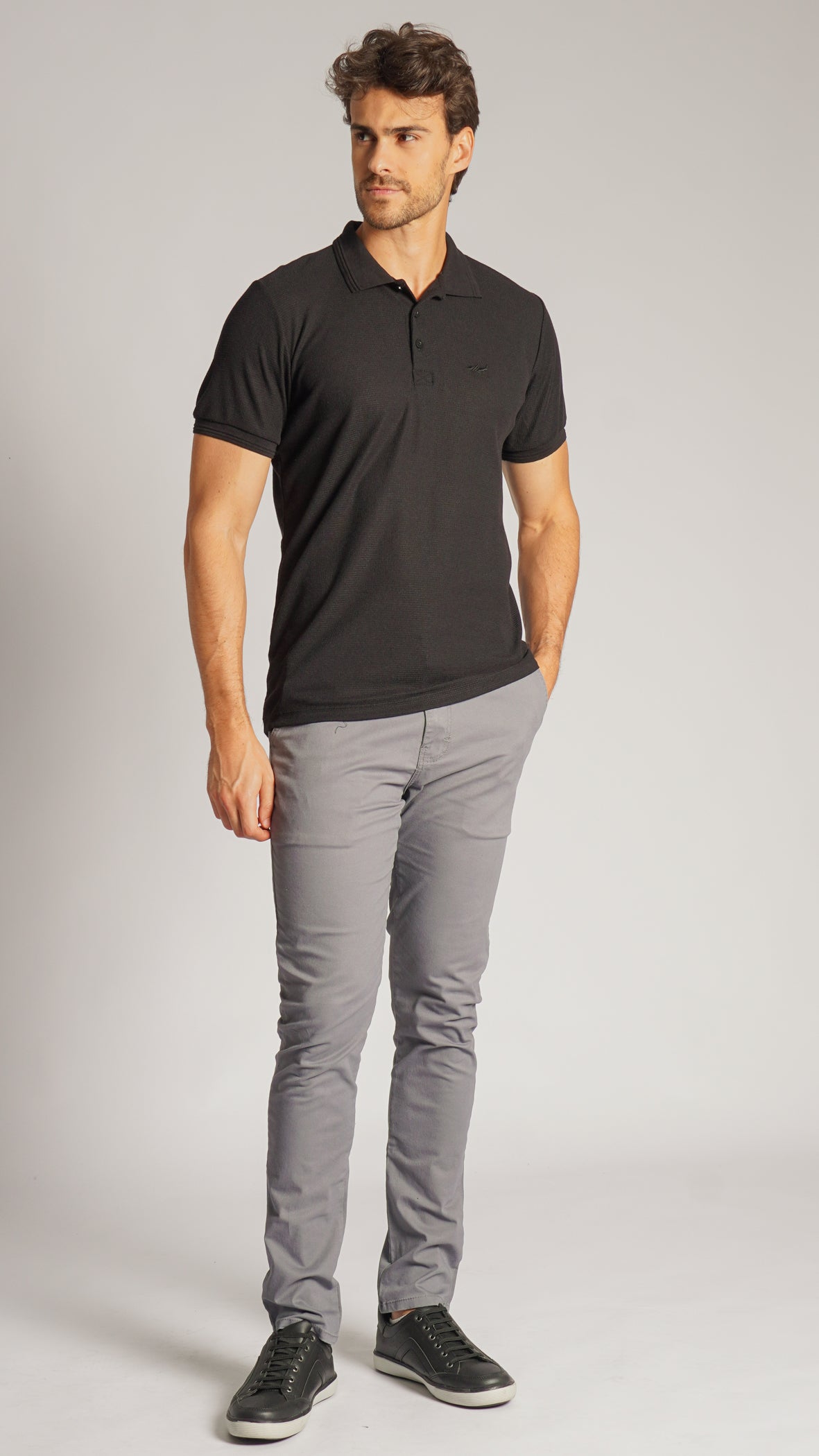 Camisa Polo Tricô Diamond - Preta