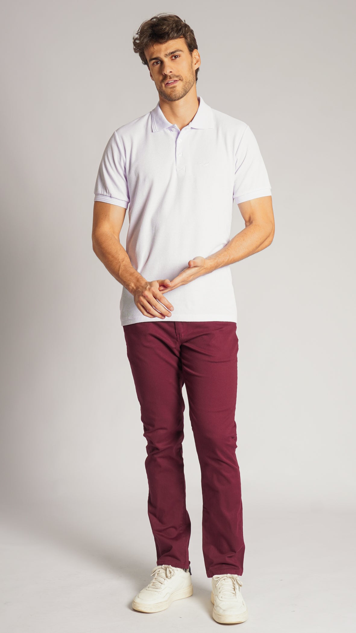 Camisa Polo Tricô Diamond - Branca