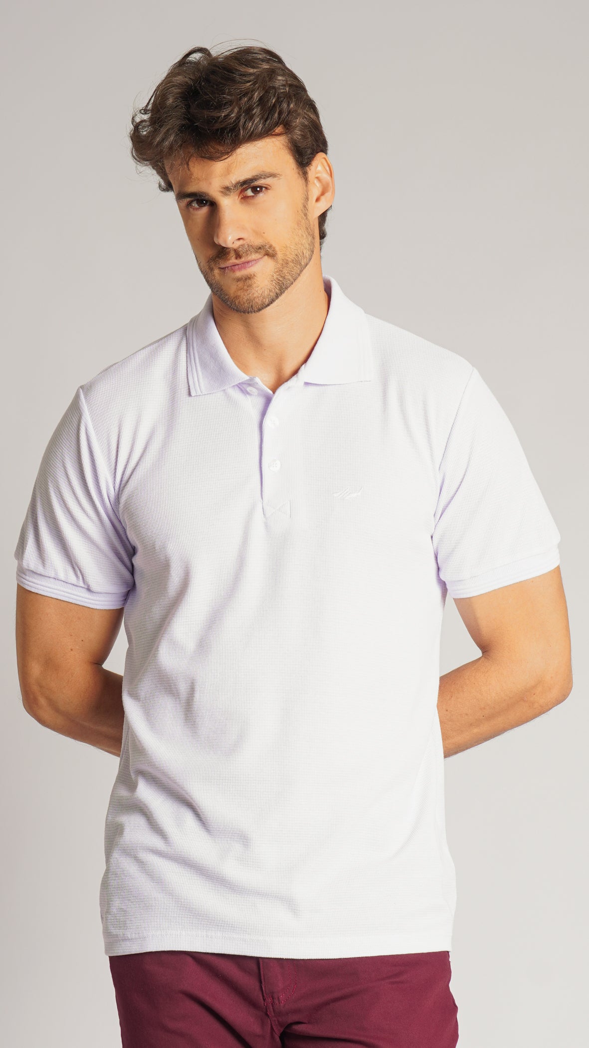 Camisa Polo Tricô Diamond - Branca