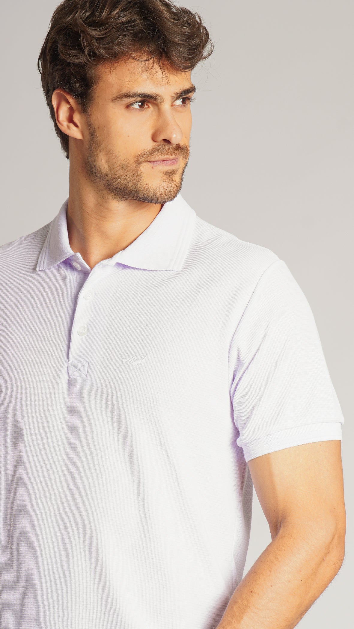 Camisa Polo Tricô Diamond - Branca