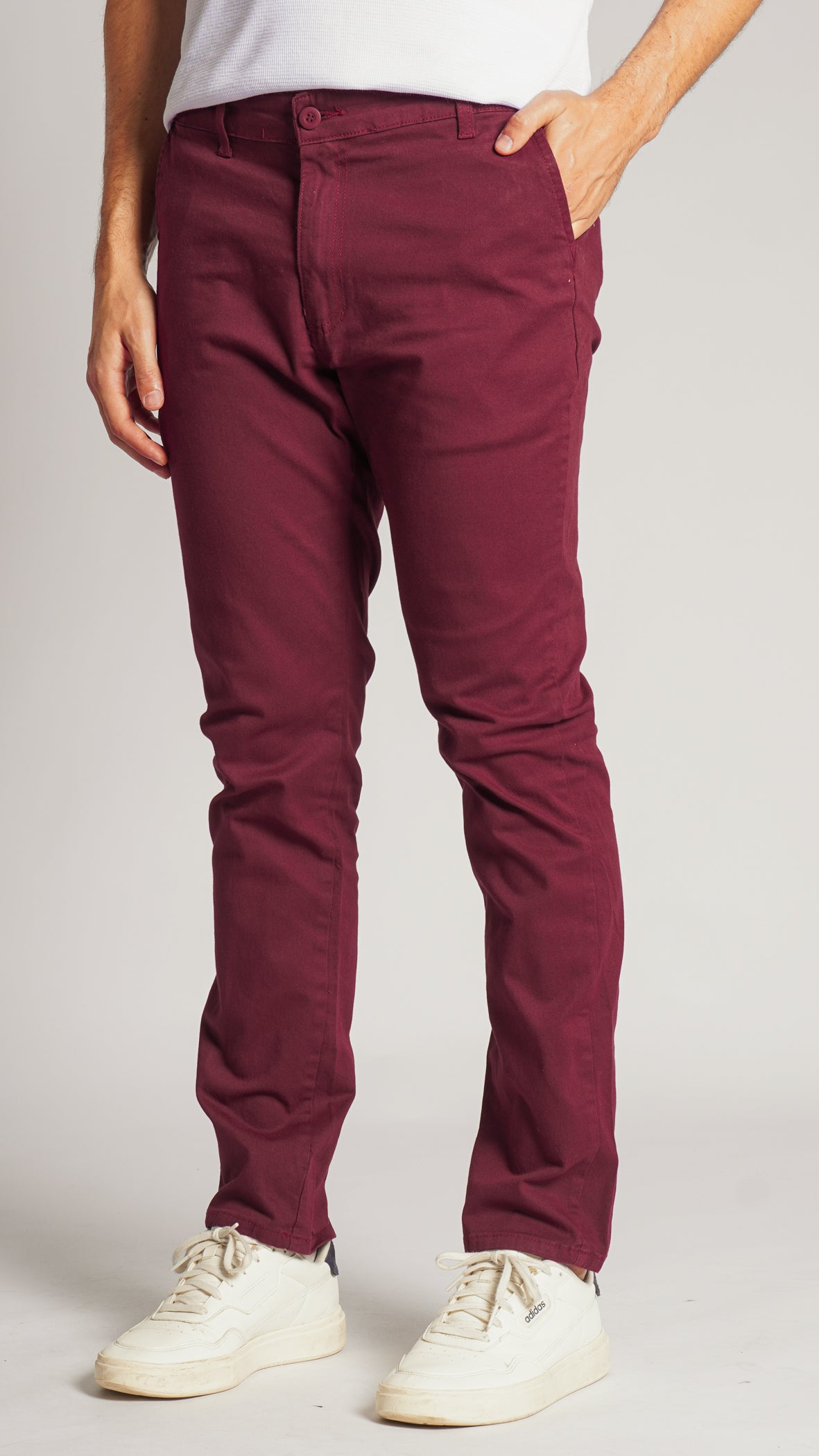 Calça Sarja Bolso Faca - Bordô