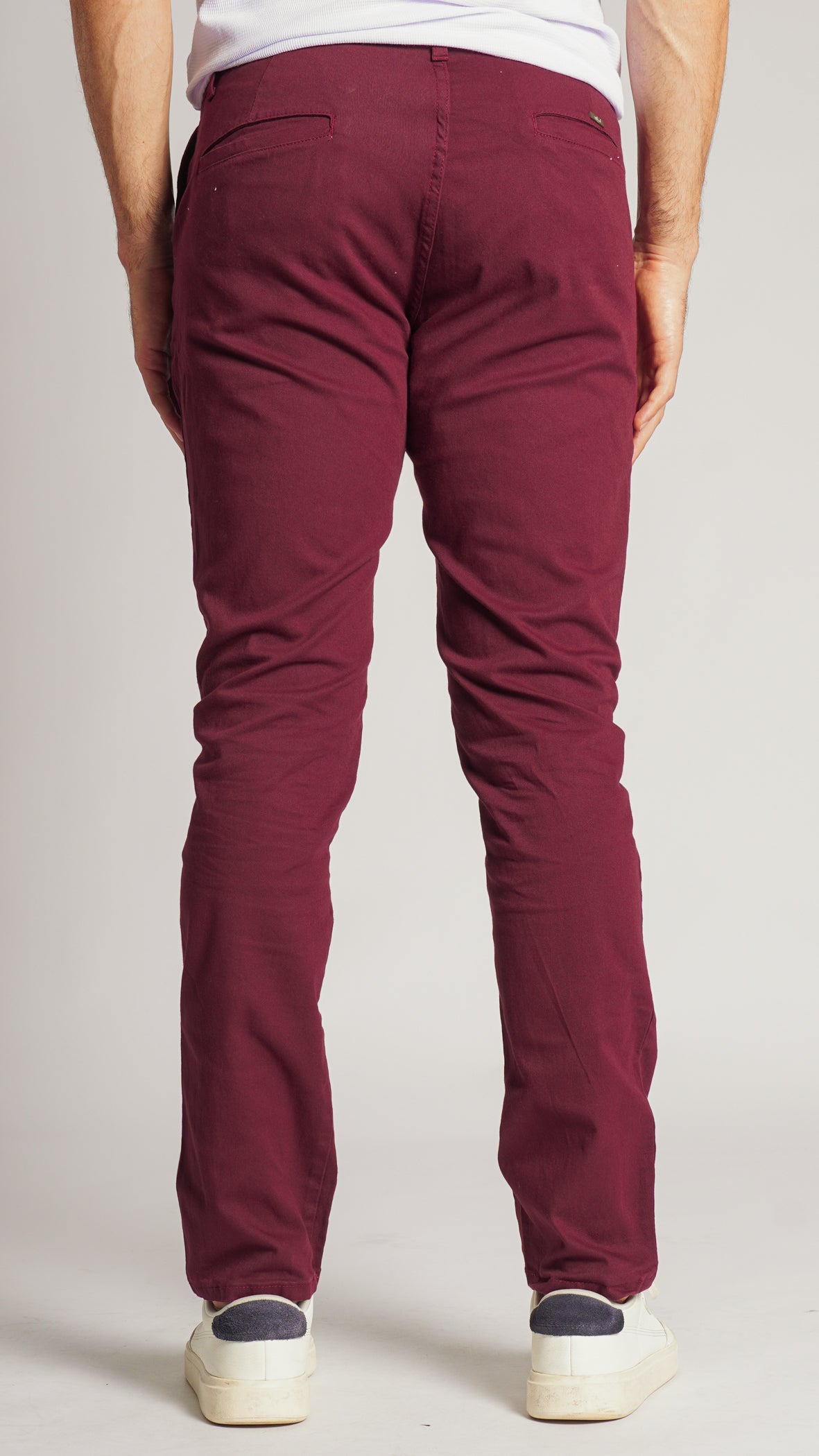 Calça Sarja Bolso Faca - Bordô