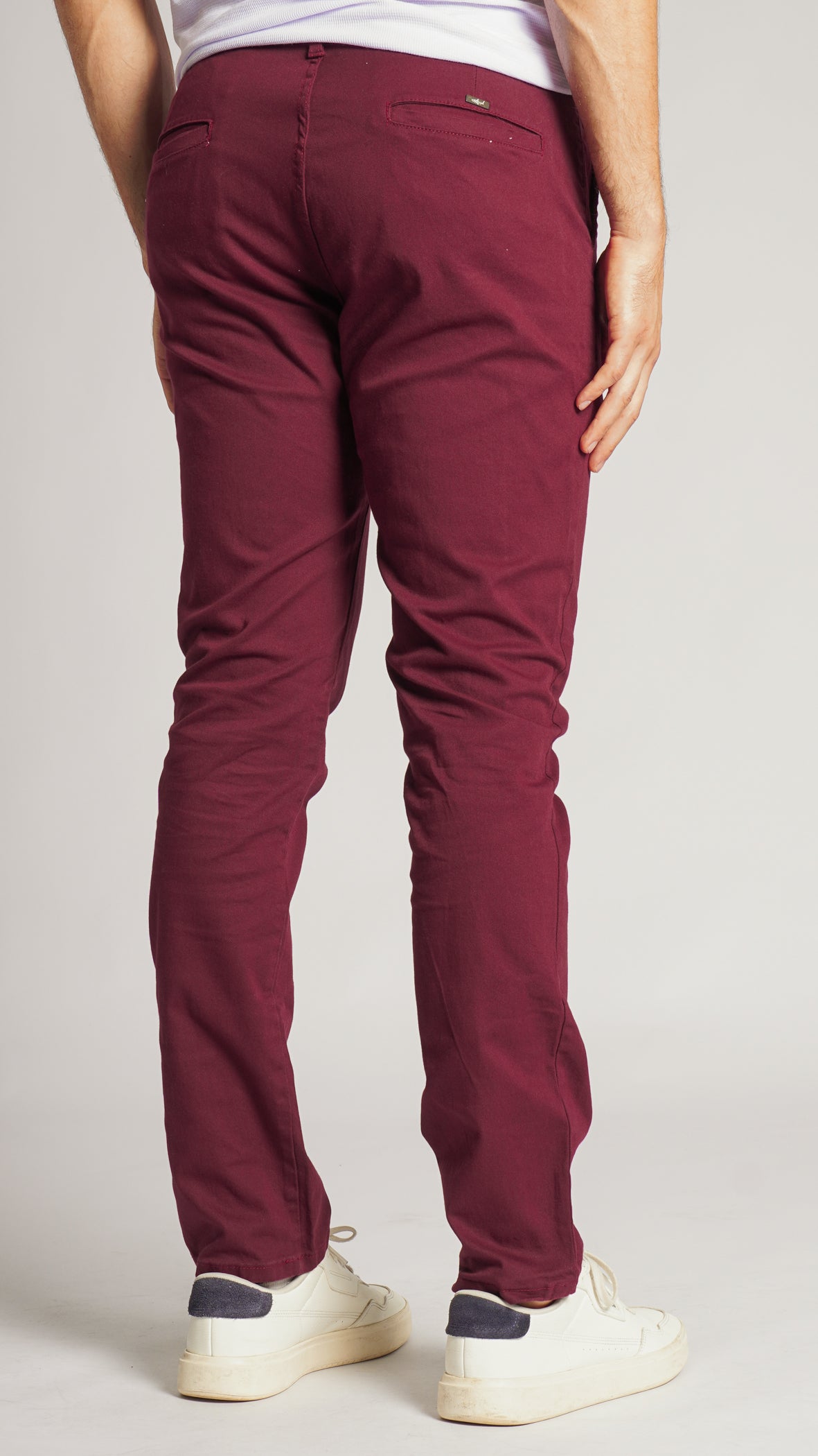 Calça Sarja Bolso Faca - Bordô