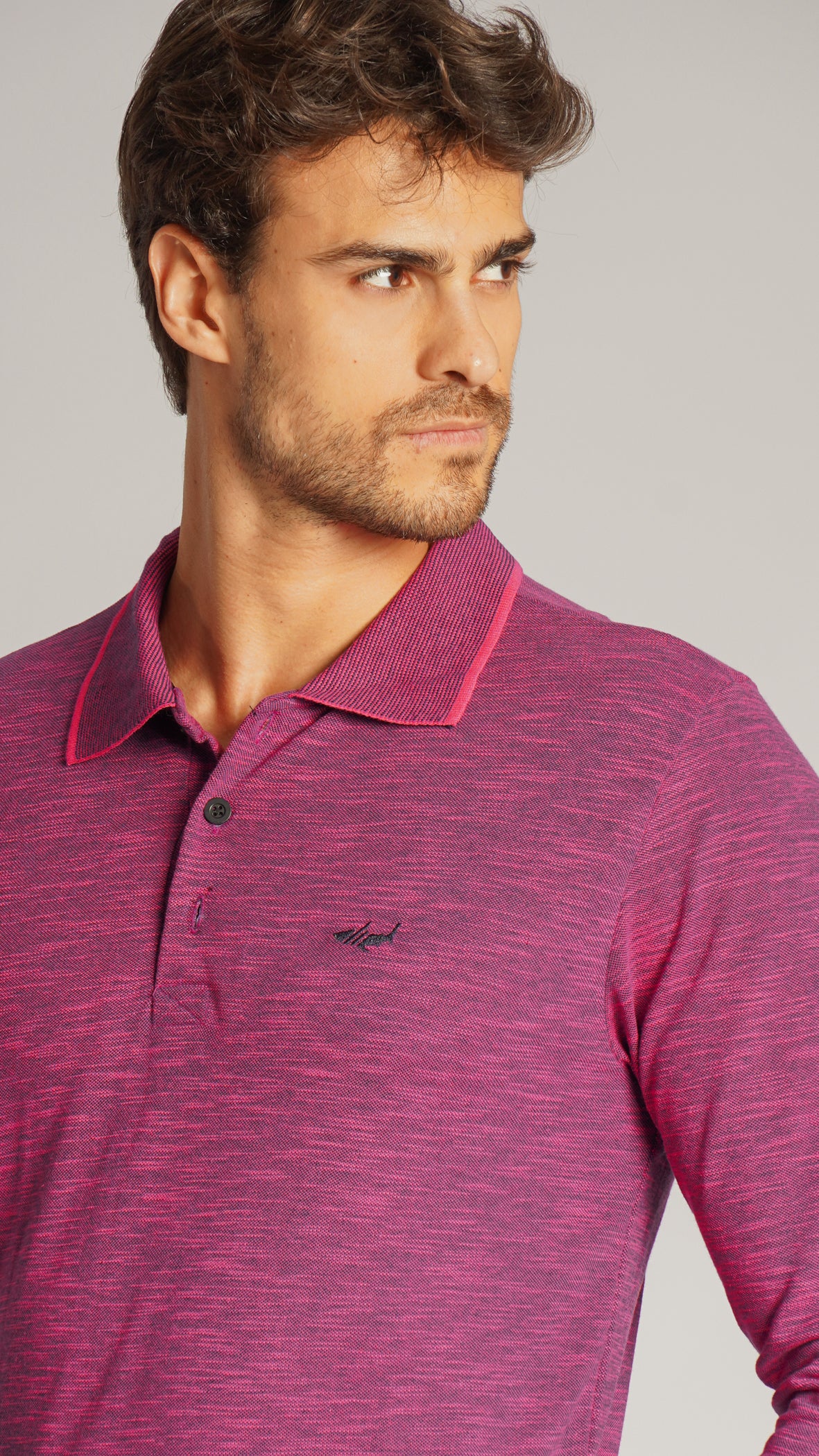 Camisa Polo Flamê Manga Longa - Rosa