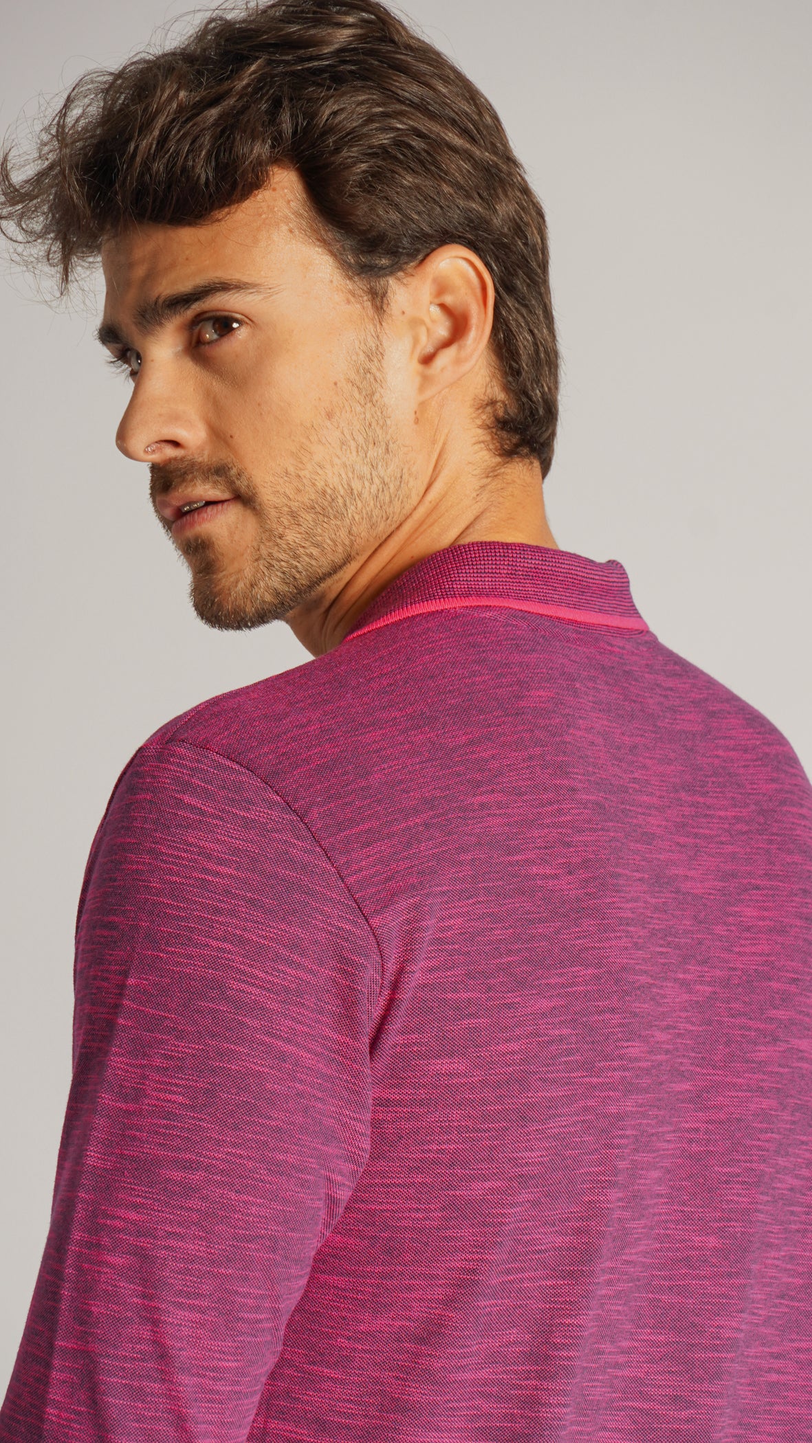 Camisa Polo Flamê Manga Longa - Rosa