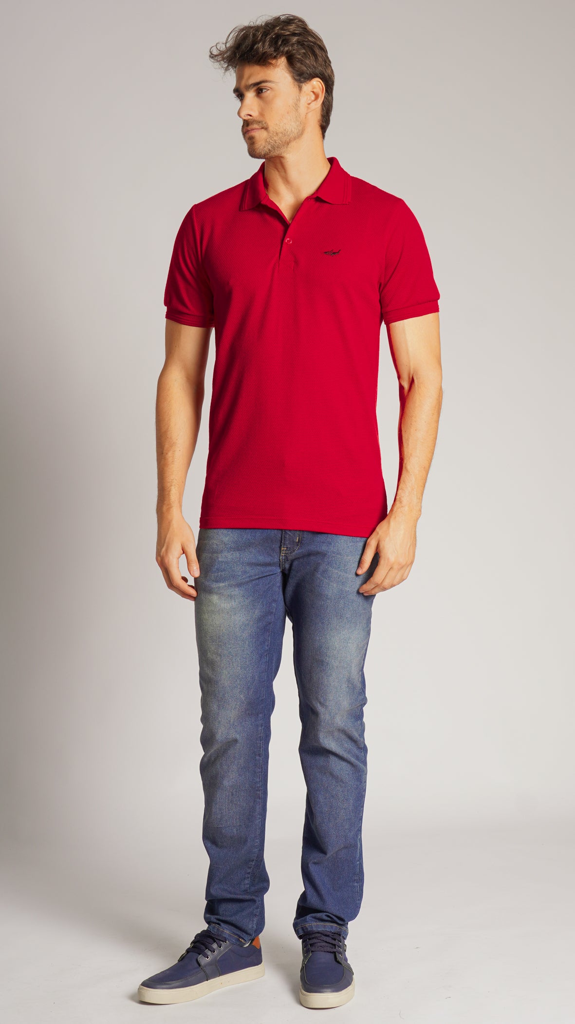 Camisa Polo Colmeia - Vermelha