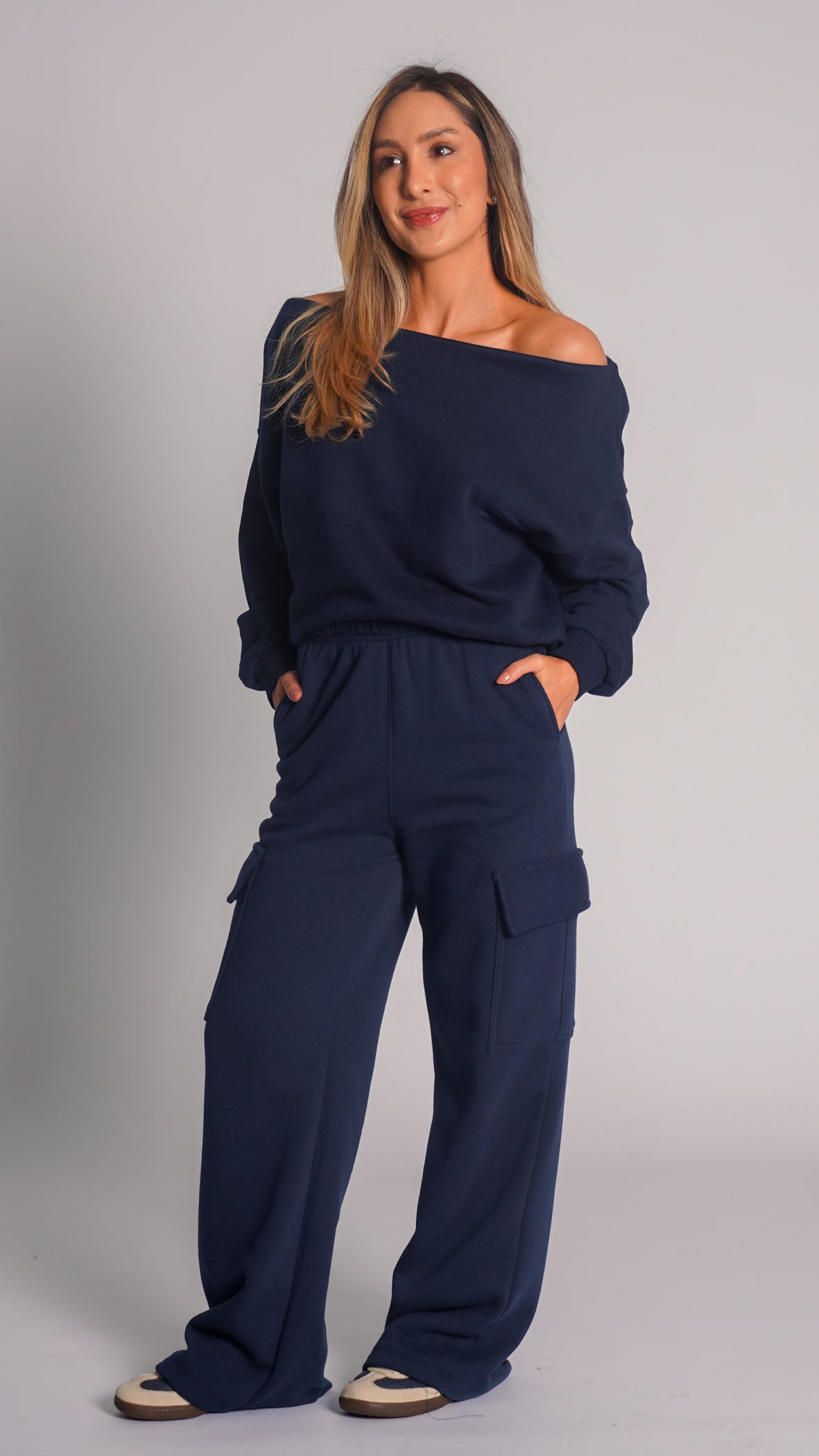Calça Moletom Cargo Premium - Azul Marinho