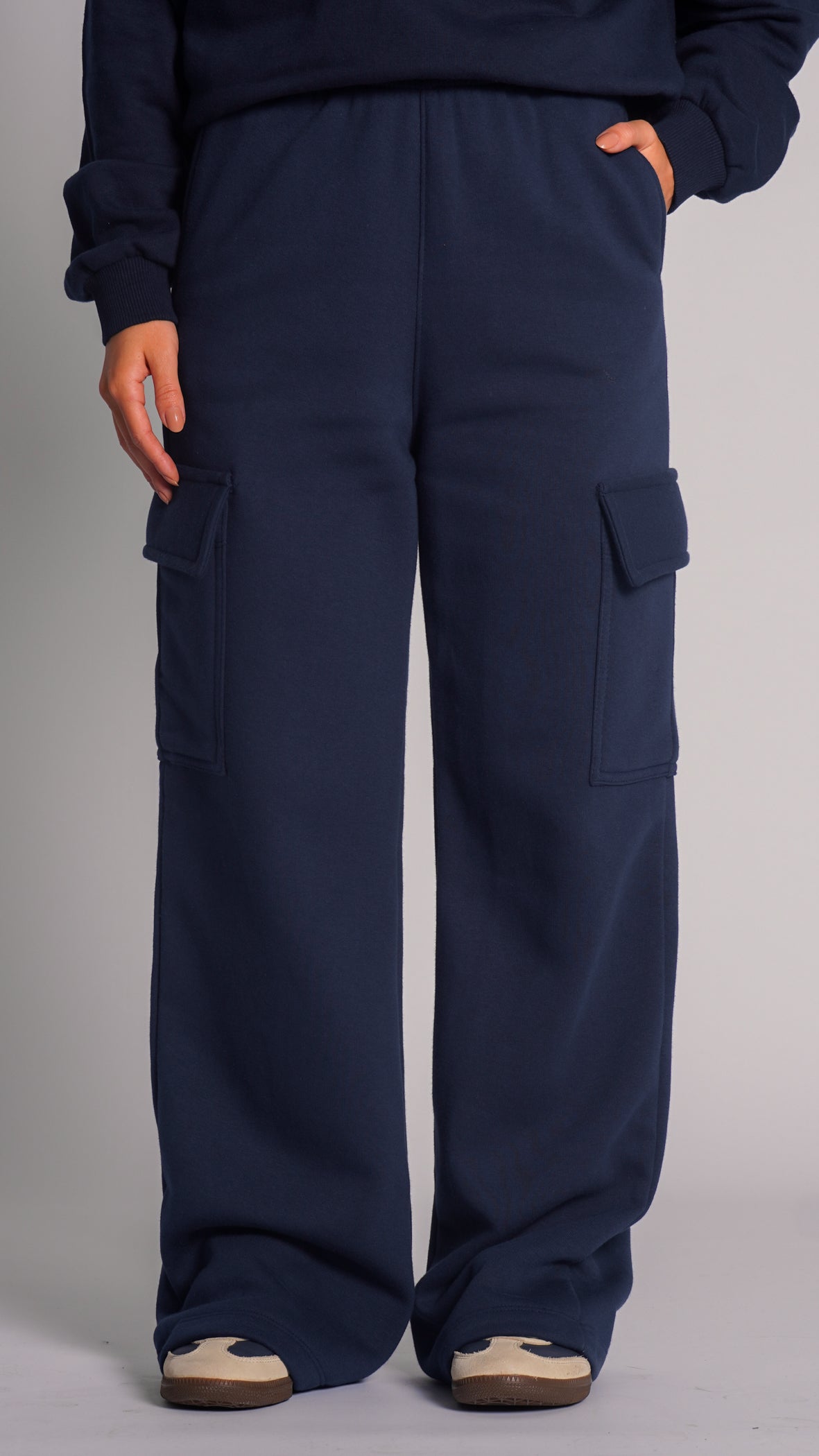 Calça Moletom Cargo Premium - Azul Marinho