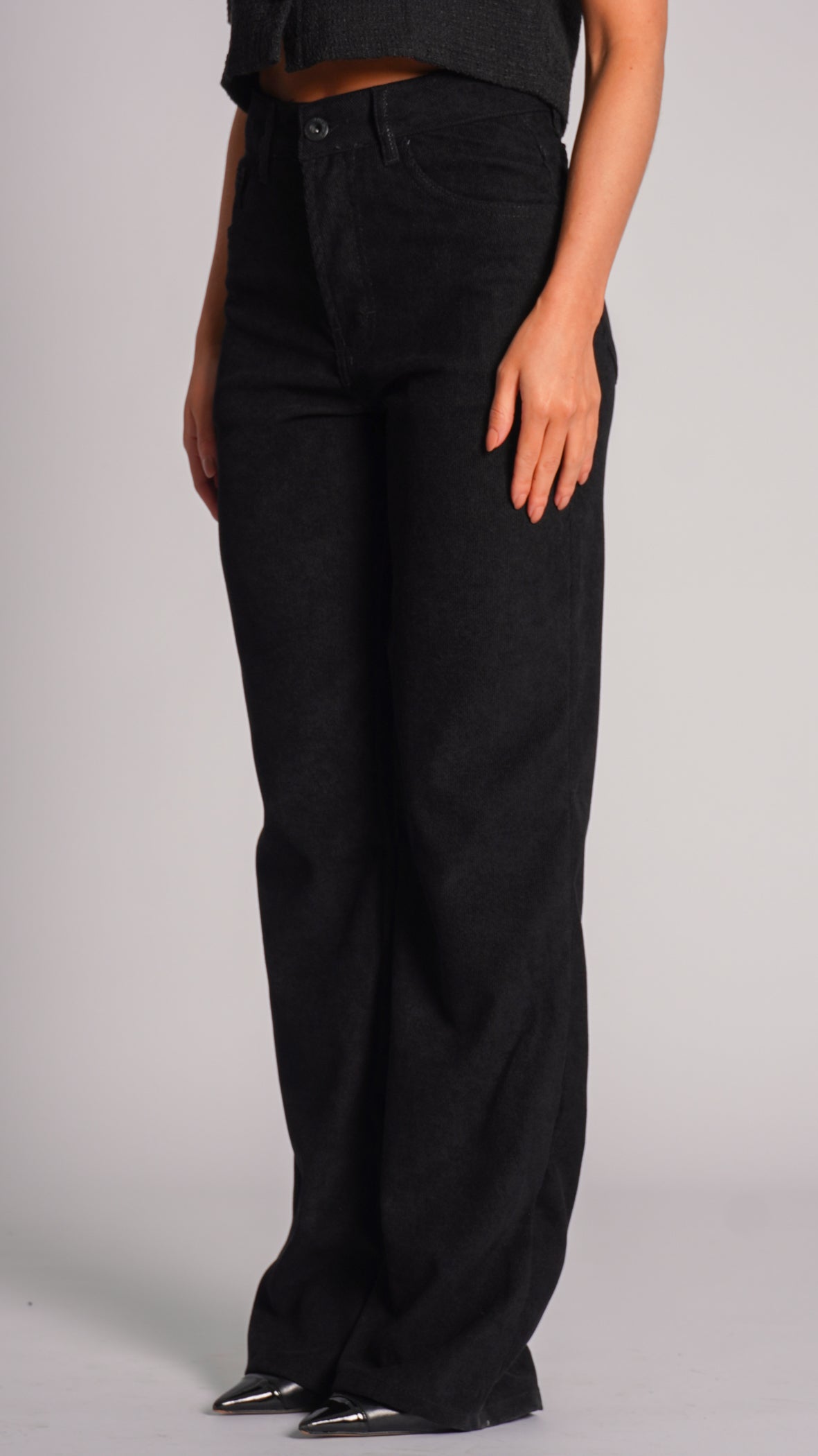 Calça Cotelê Reta - Preta