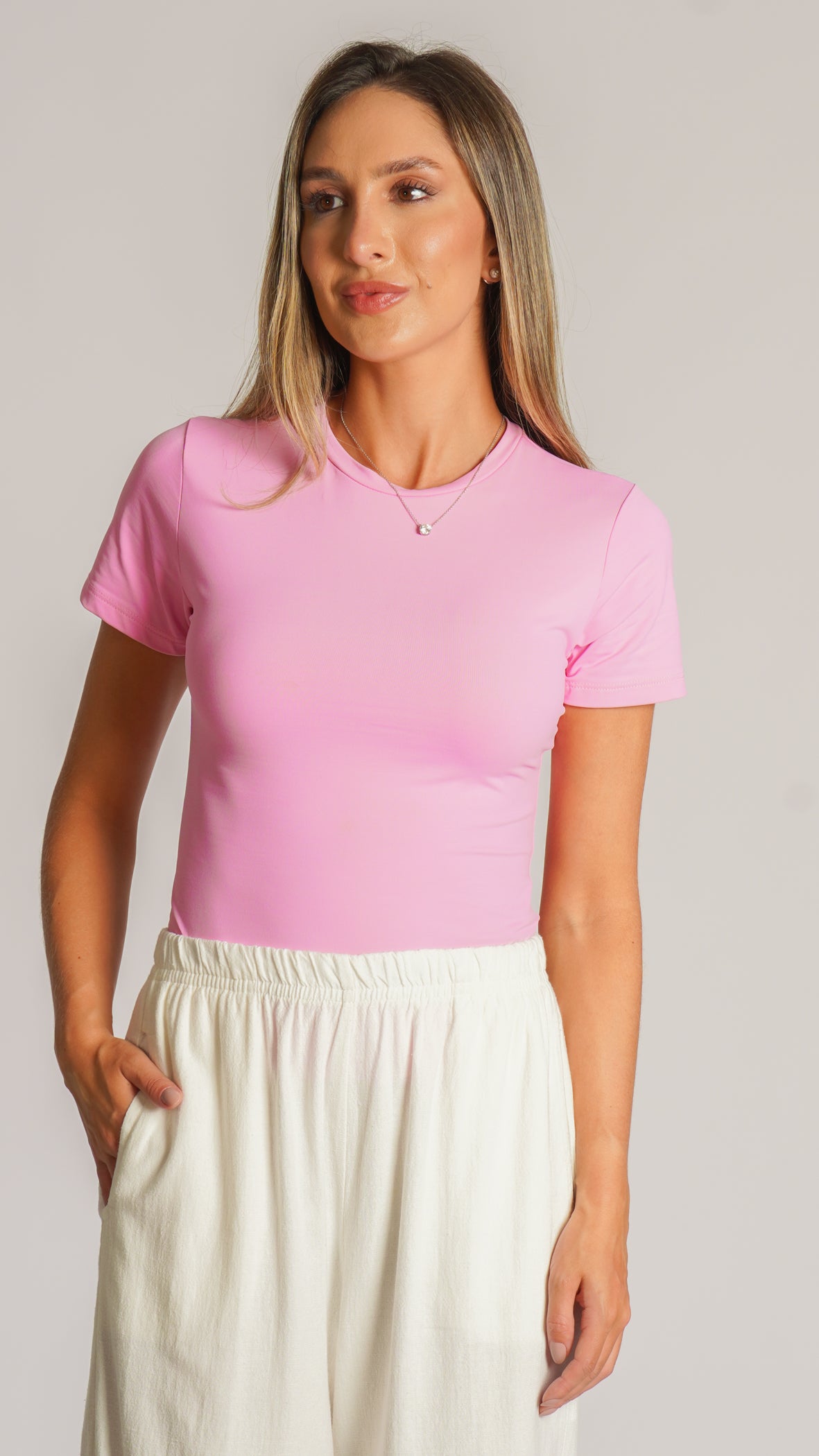 Blusa Baby Tee Suplex - Rosa
