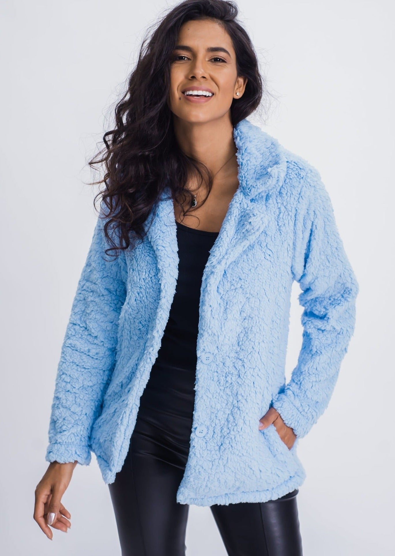 Casaco Sherpa Curto - Azul