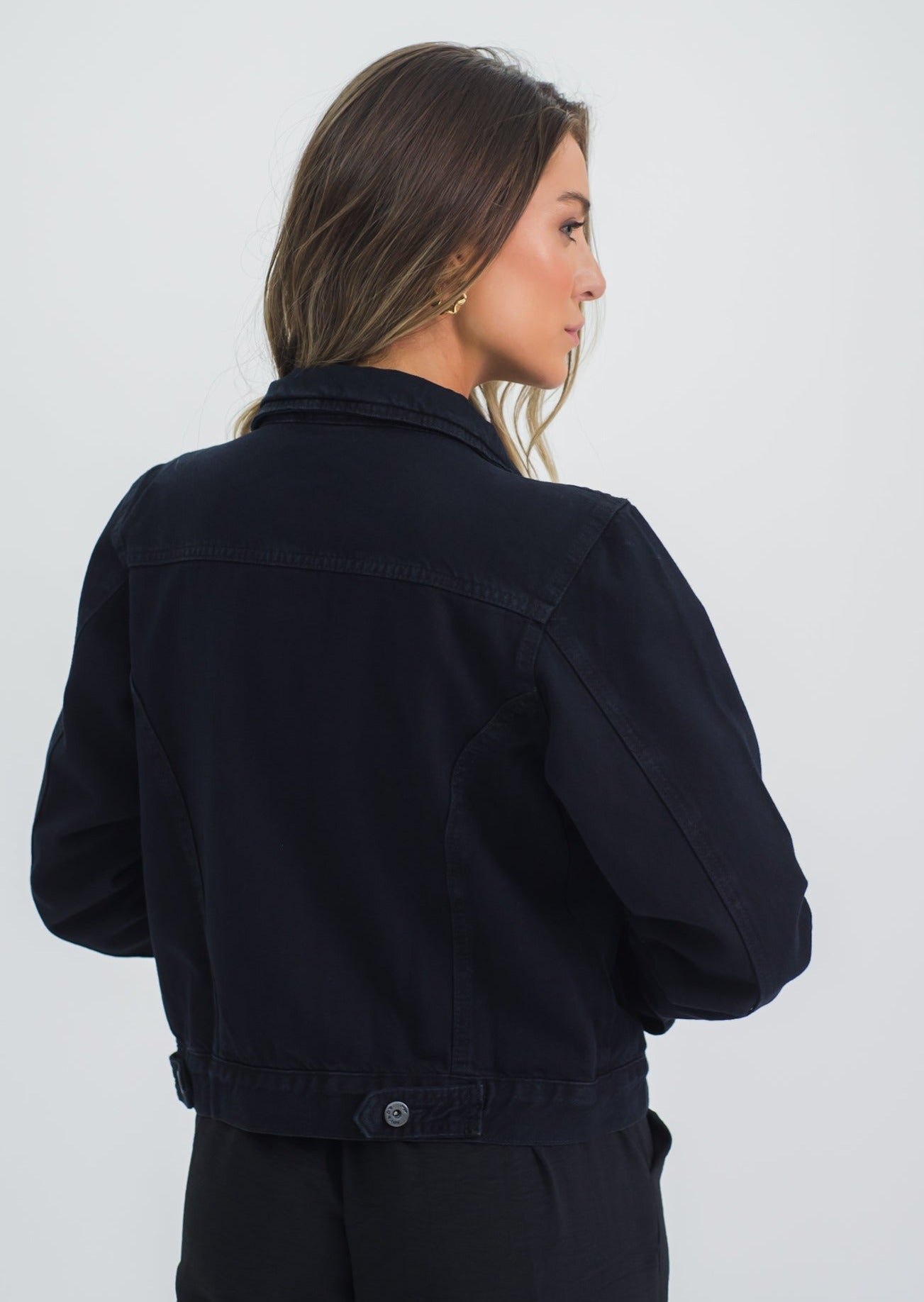 Jaqueta Jeans Destroyed - Preta