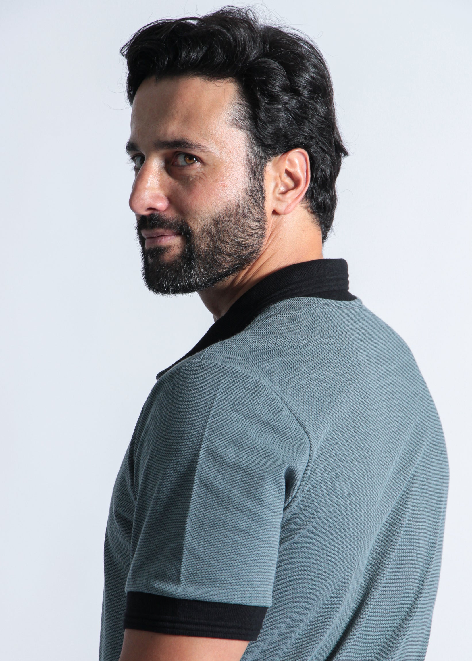 Camisa Polo Pontilhada - Cinza