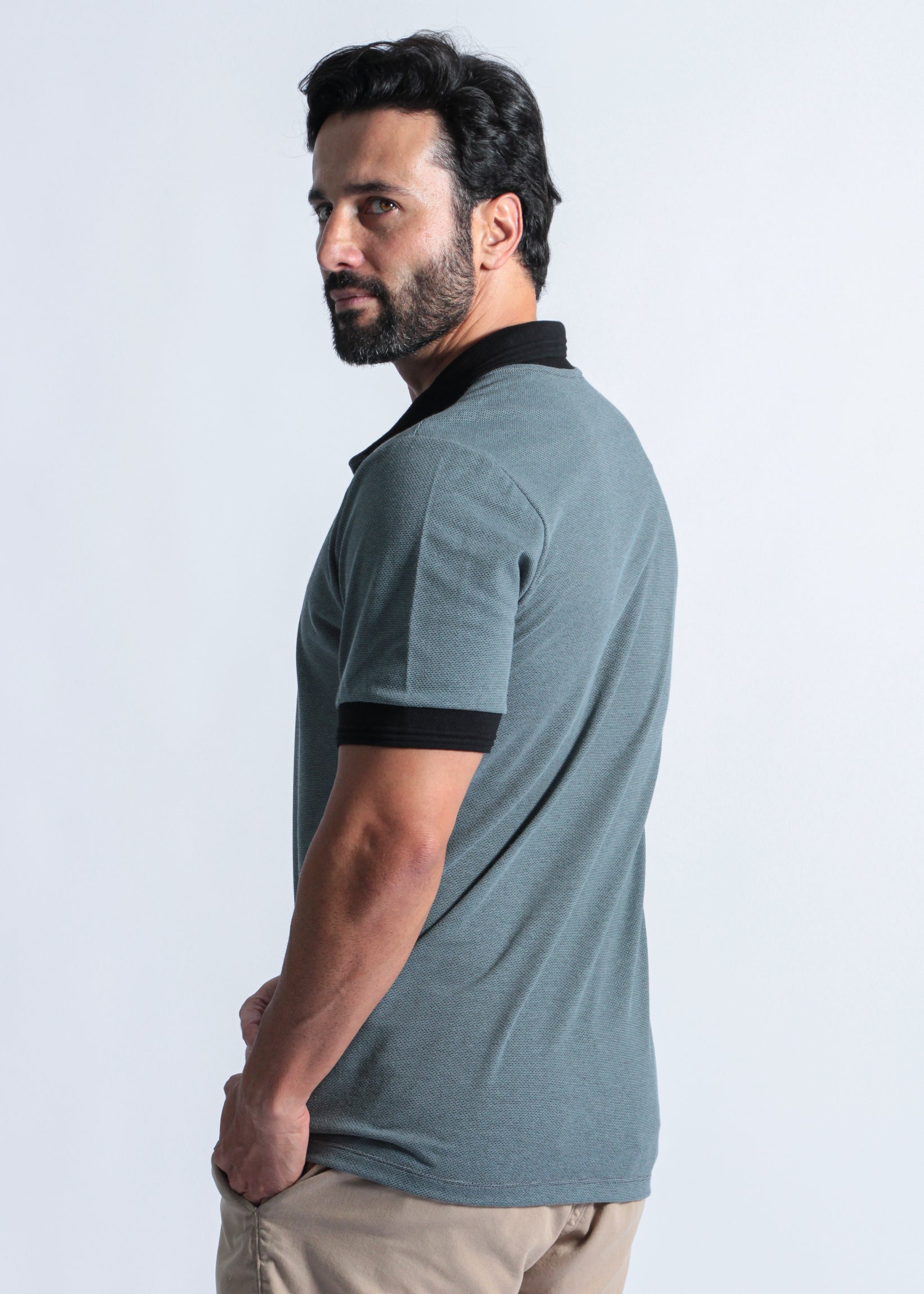 Camisa Polo Pontilhada - Cinza
