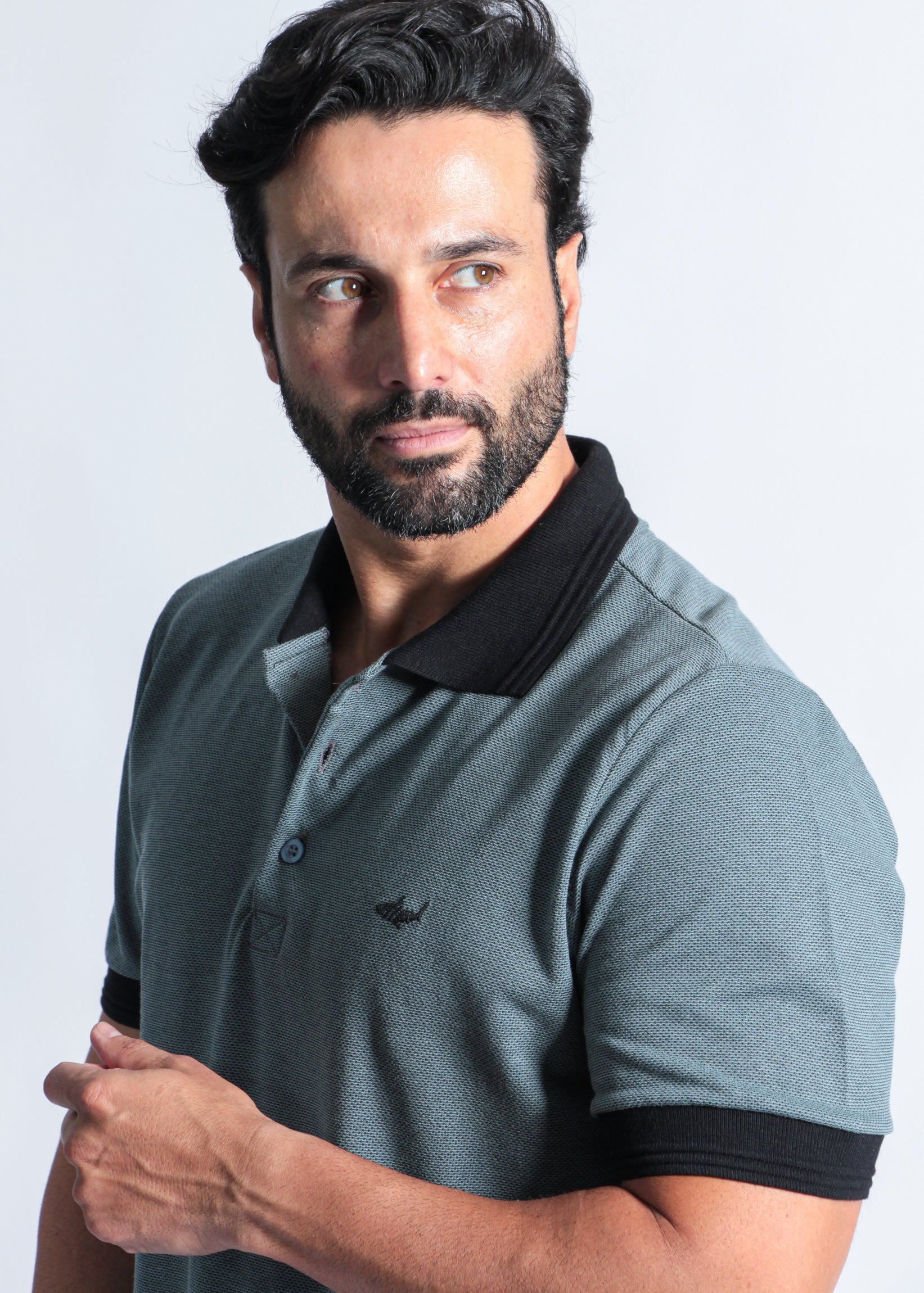 Camisa Polo Pontilhada - Cinza