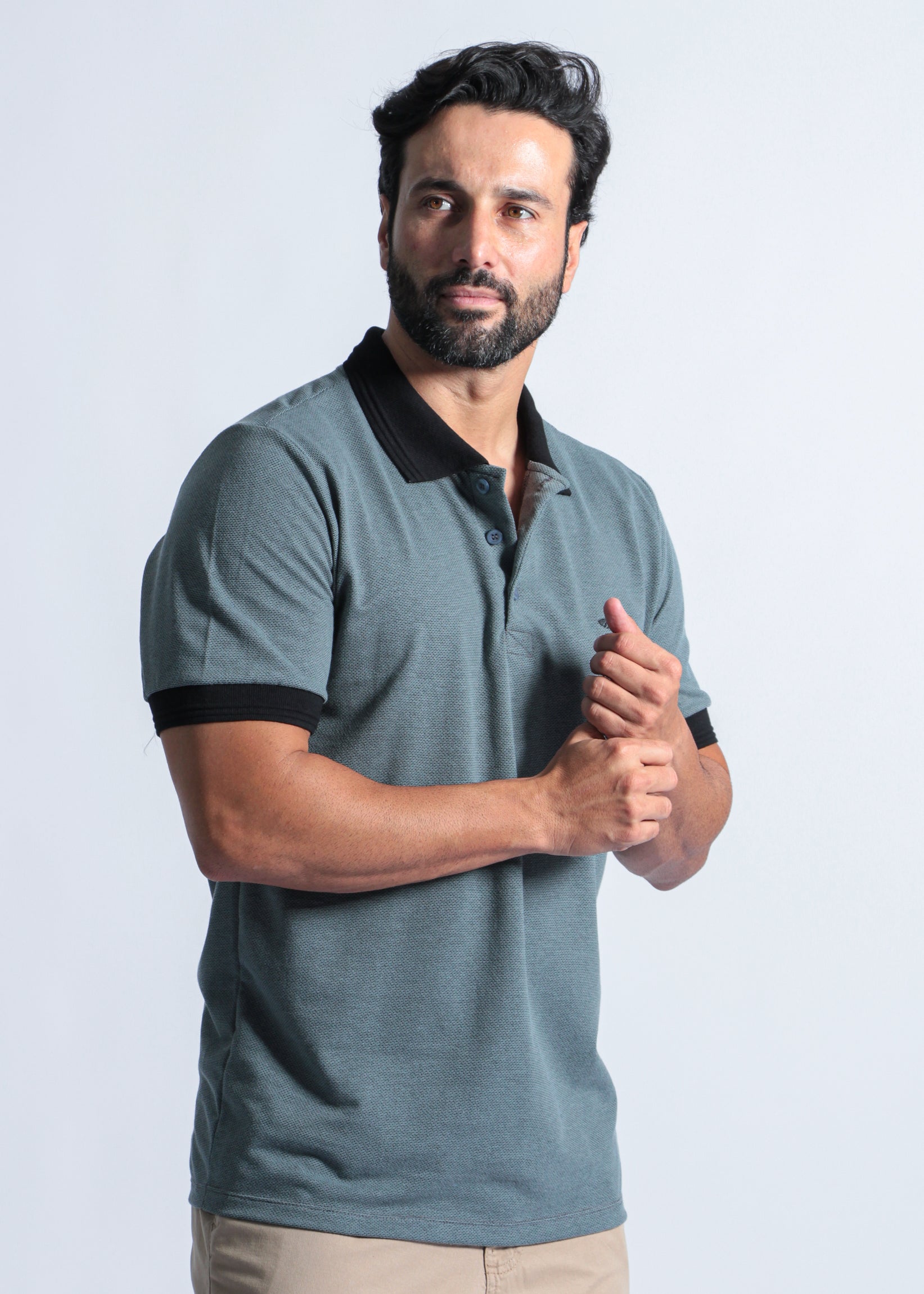 Camisa Polo Pontilhada - Cinza