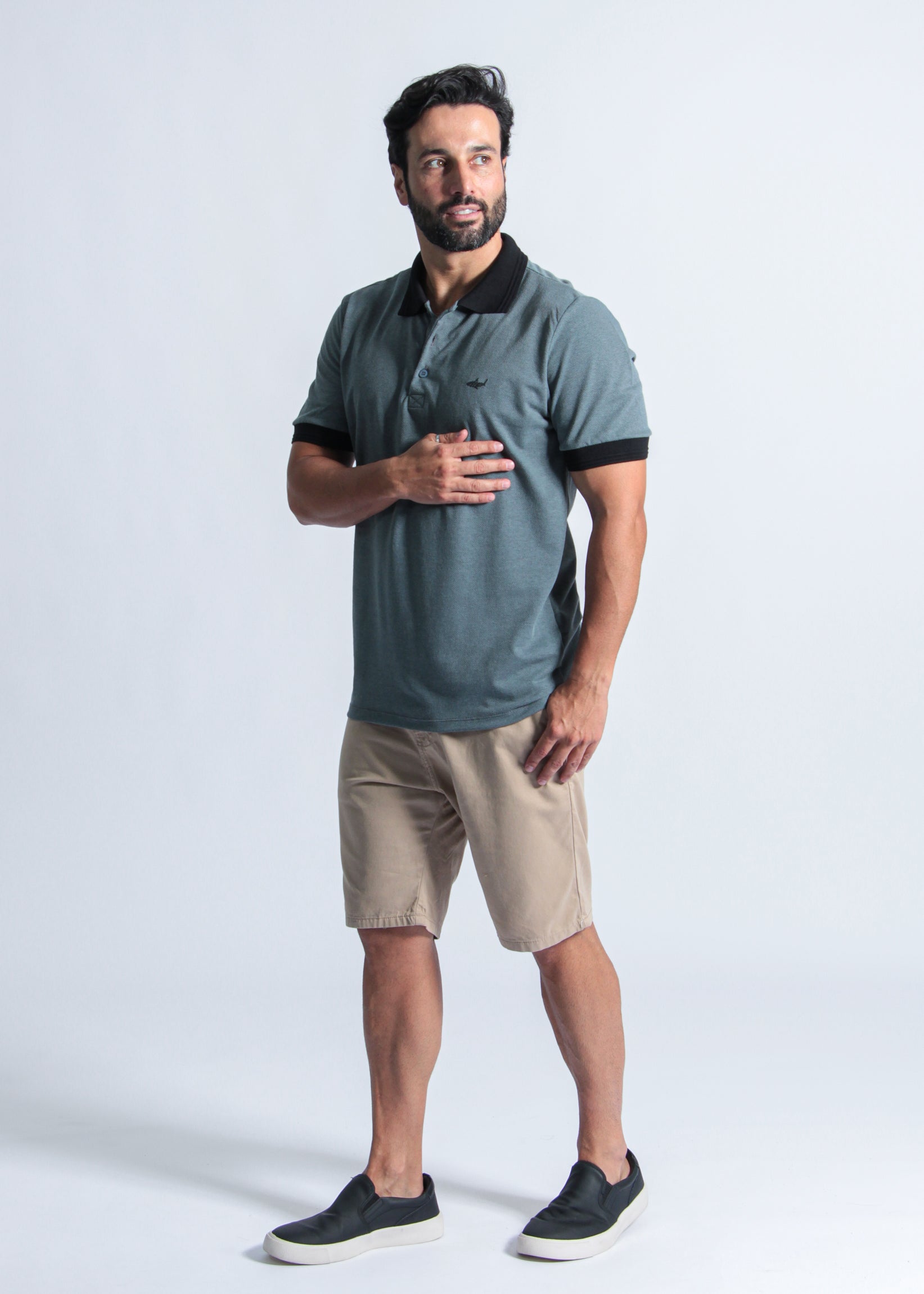 Camisa Polo Pontilhada - Cinza