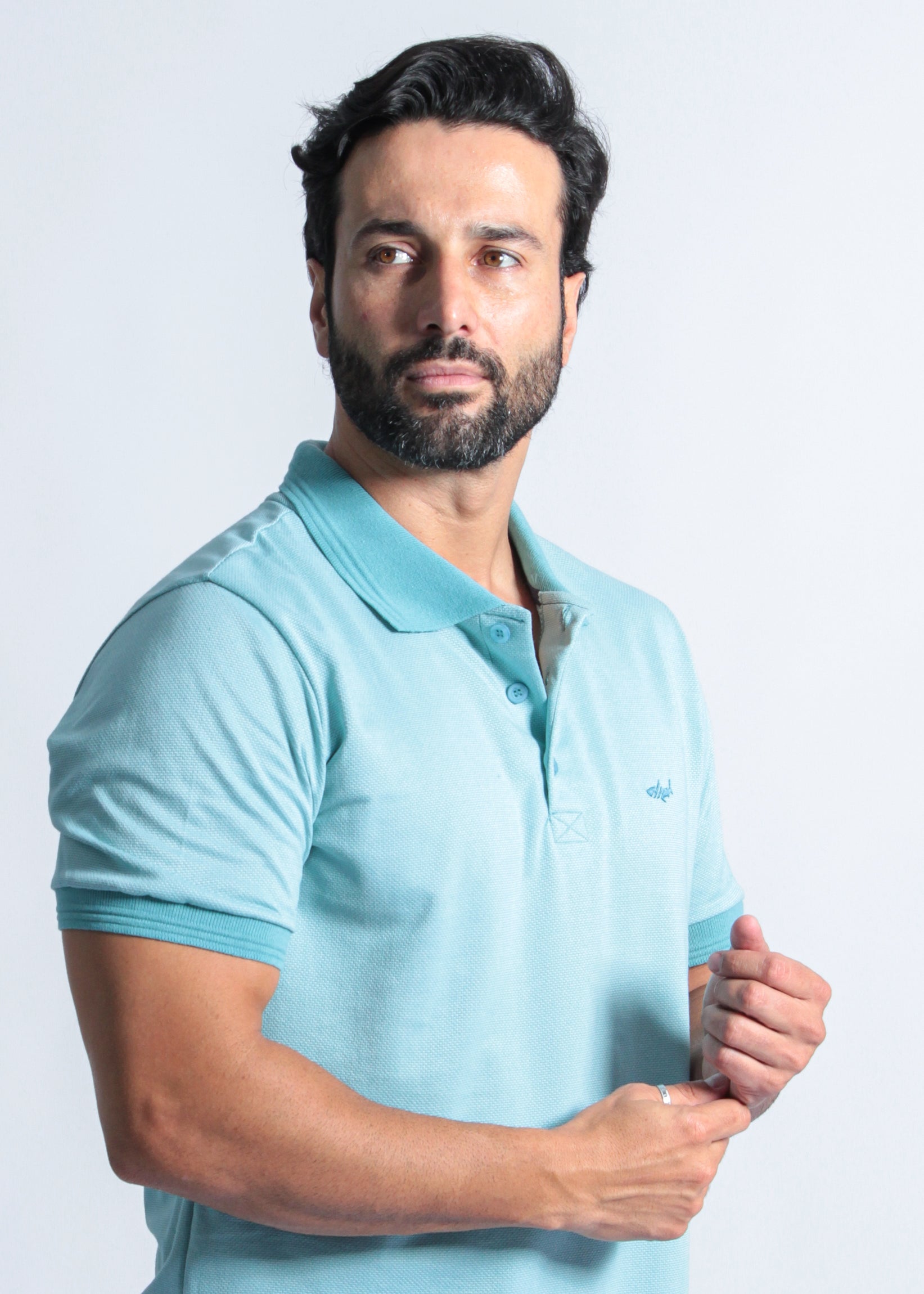 Camisa Polo Pontilhada - Azul