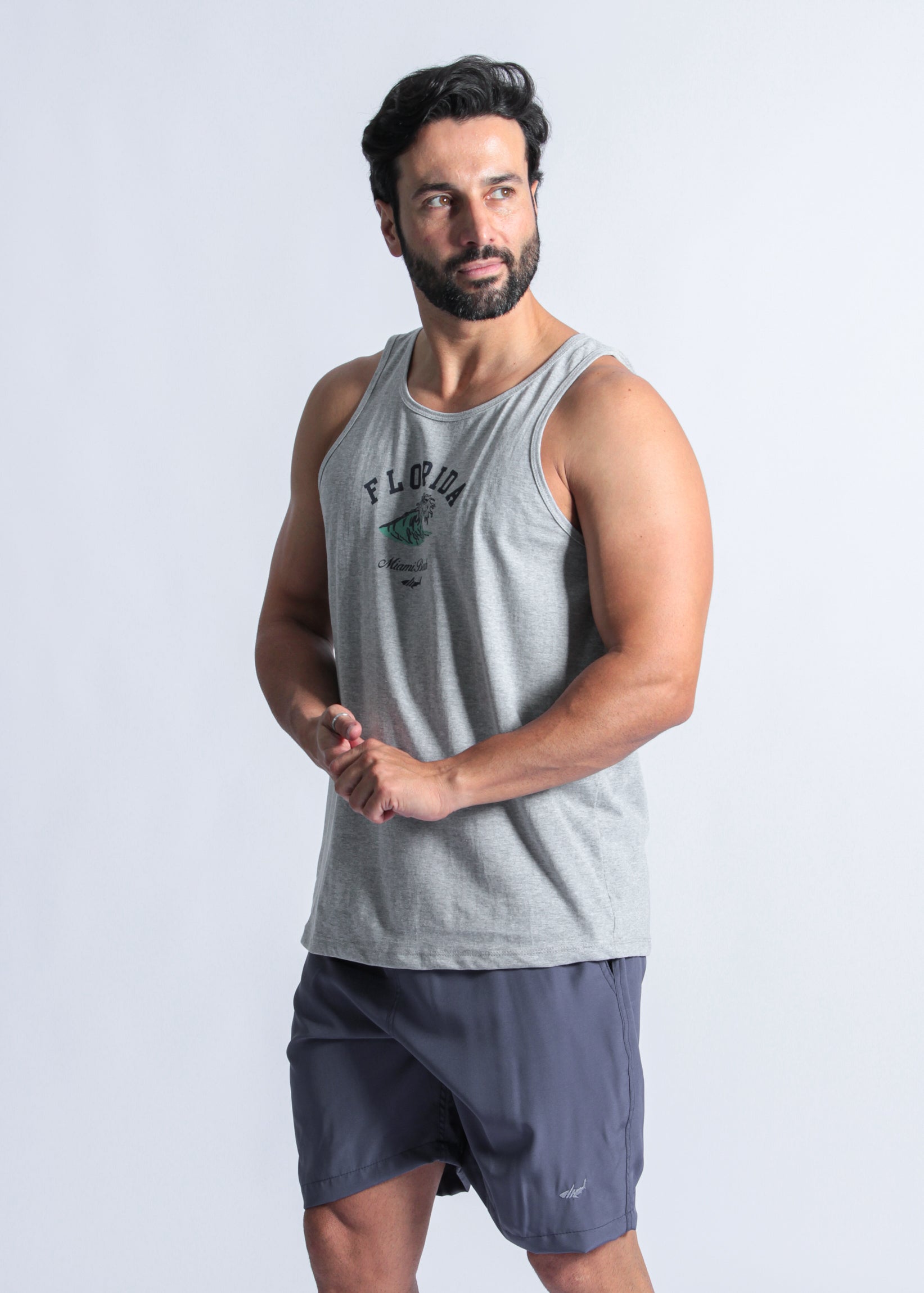 Regata Estampada Florida - Cinza