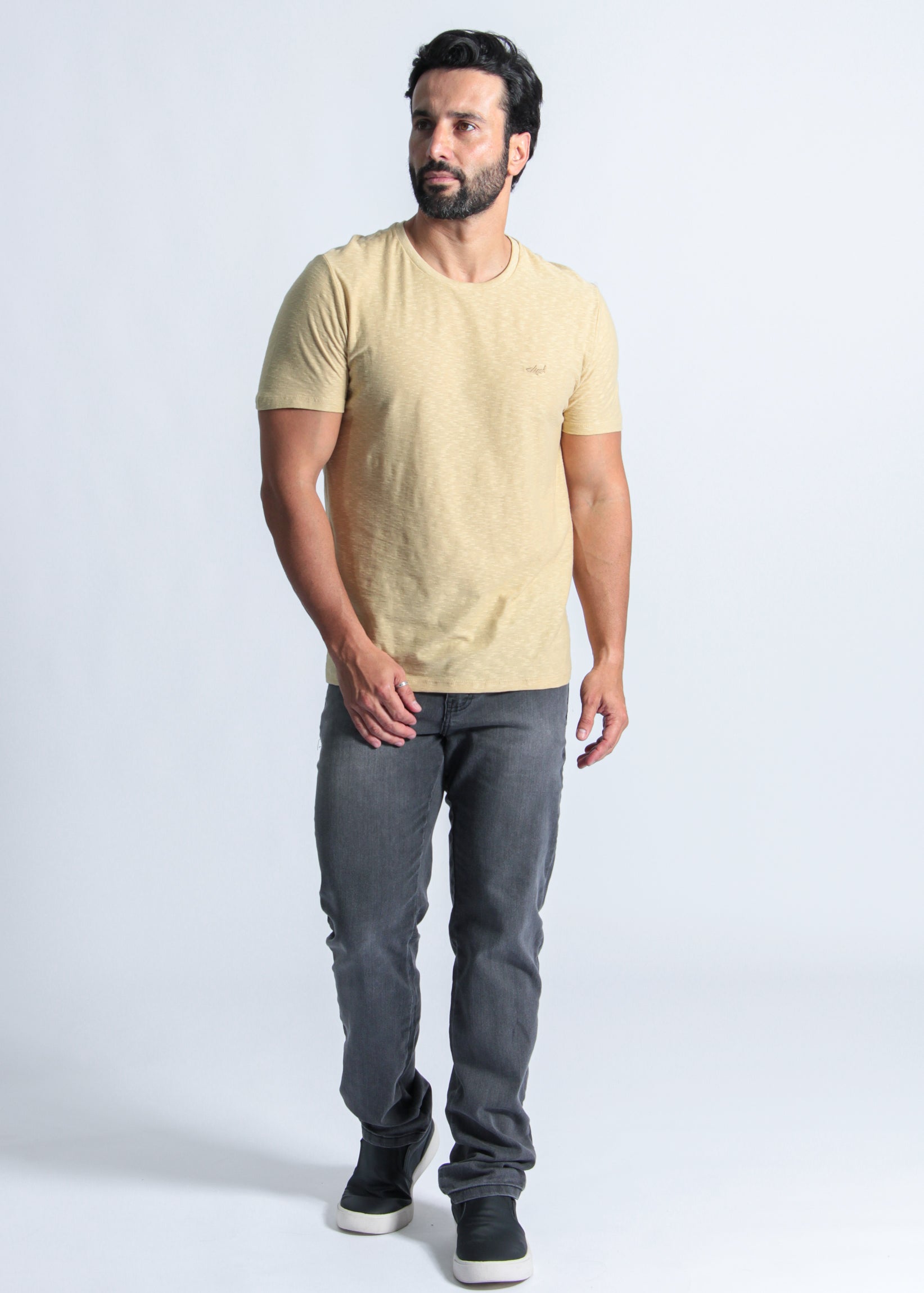 Camiseta Slim Flamê - Bege