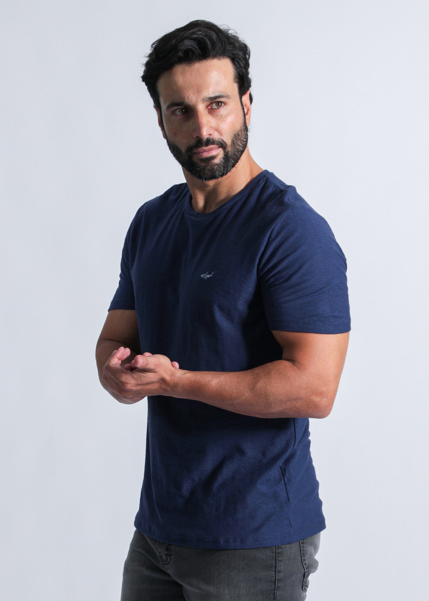 Camiseta Slim Flamê - Azul Marinho
