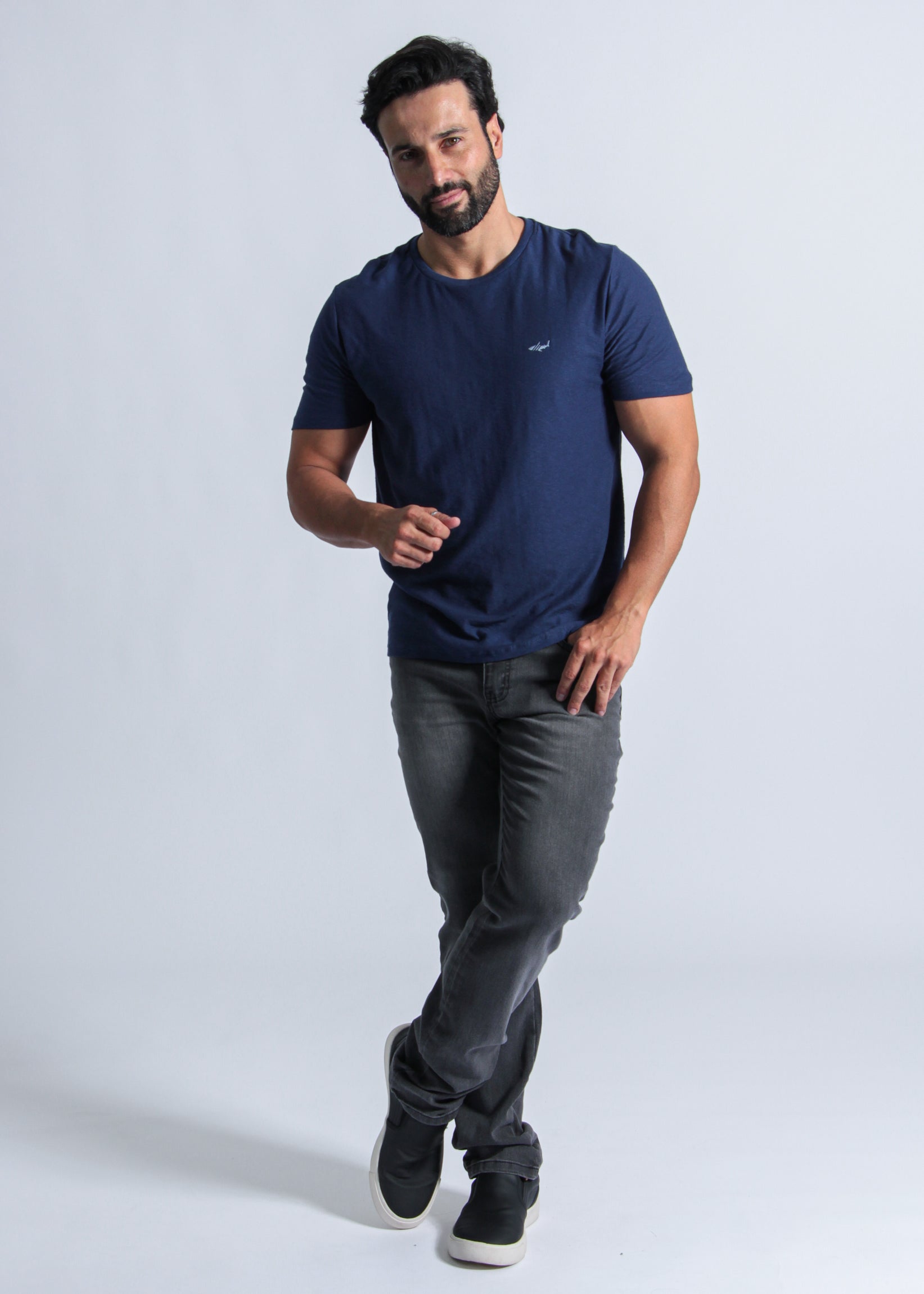 Camiseta Slim Flamê - Azul Marinho