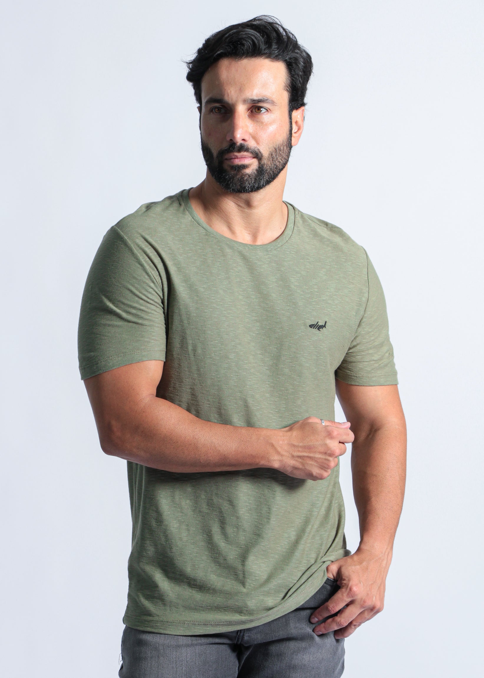 Camiseta Slim Flamê - Verde Militar