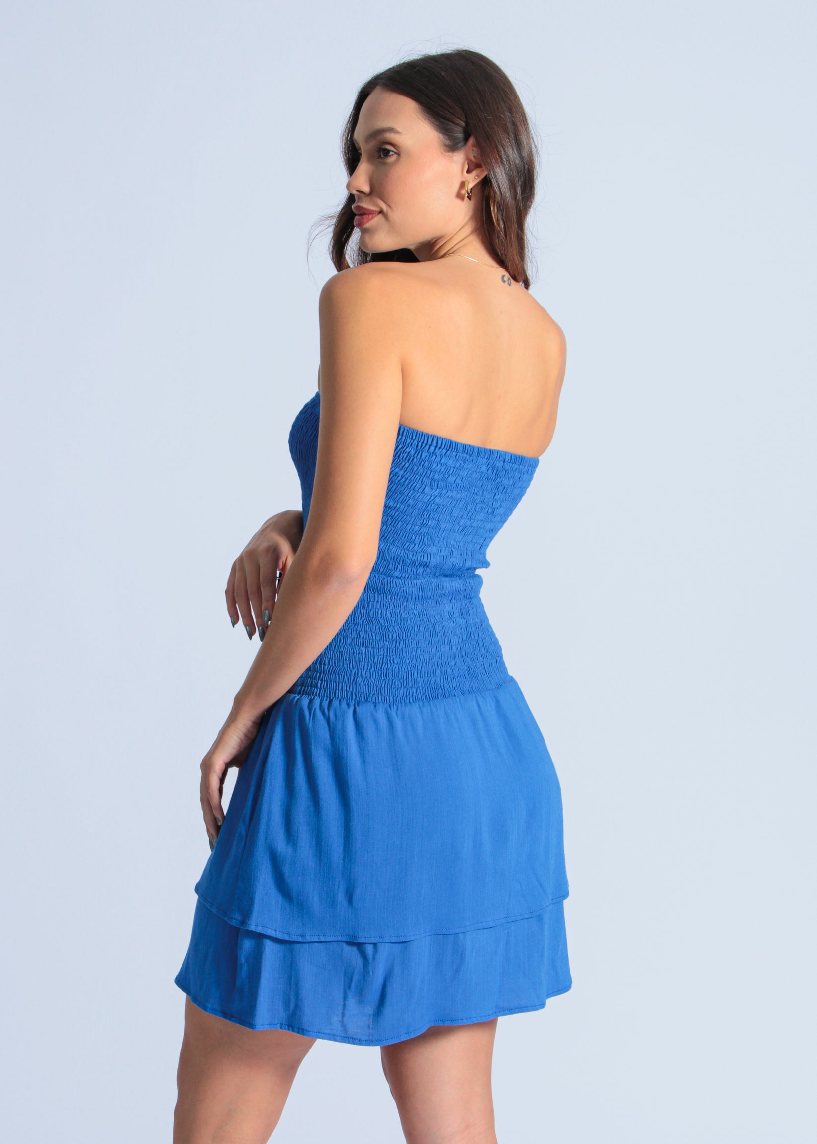 Vestido Tomara que Caia Lastex - Azul