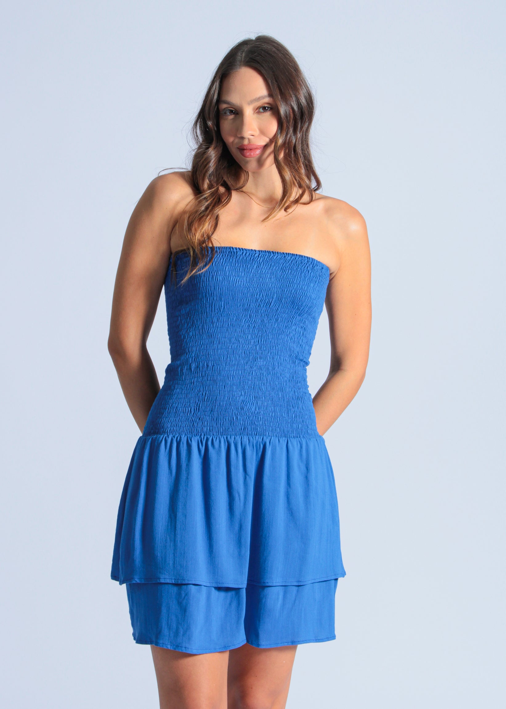 Vestido Tomara que Caia Lastex - Azul