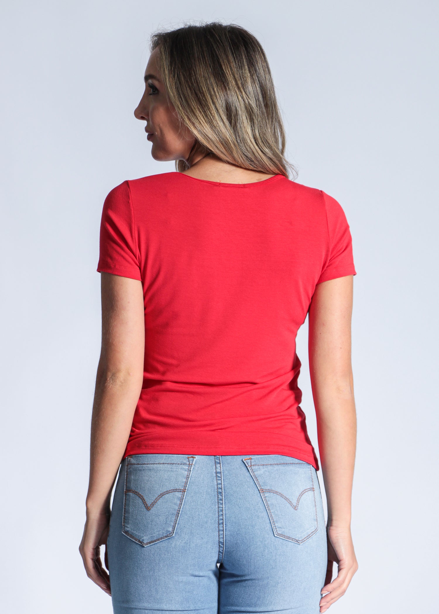 Blusa Viscolycra Gola V - Vermelha