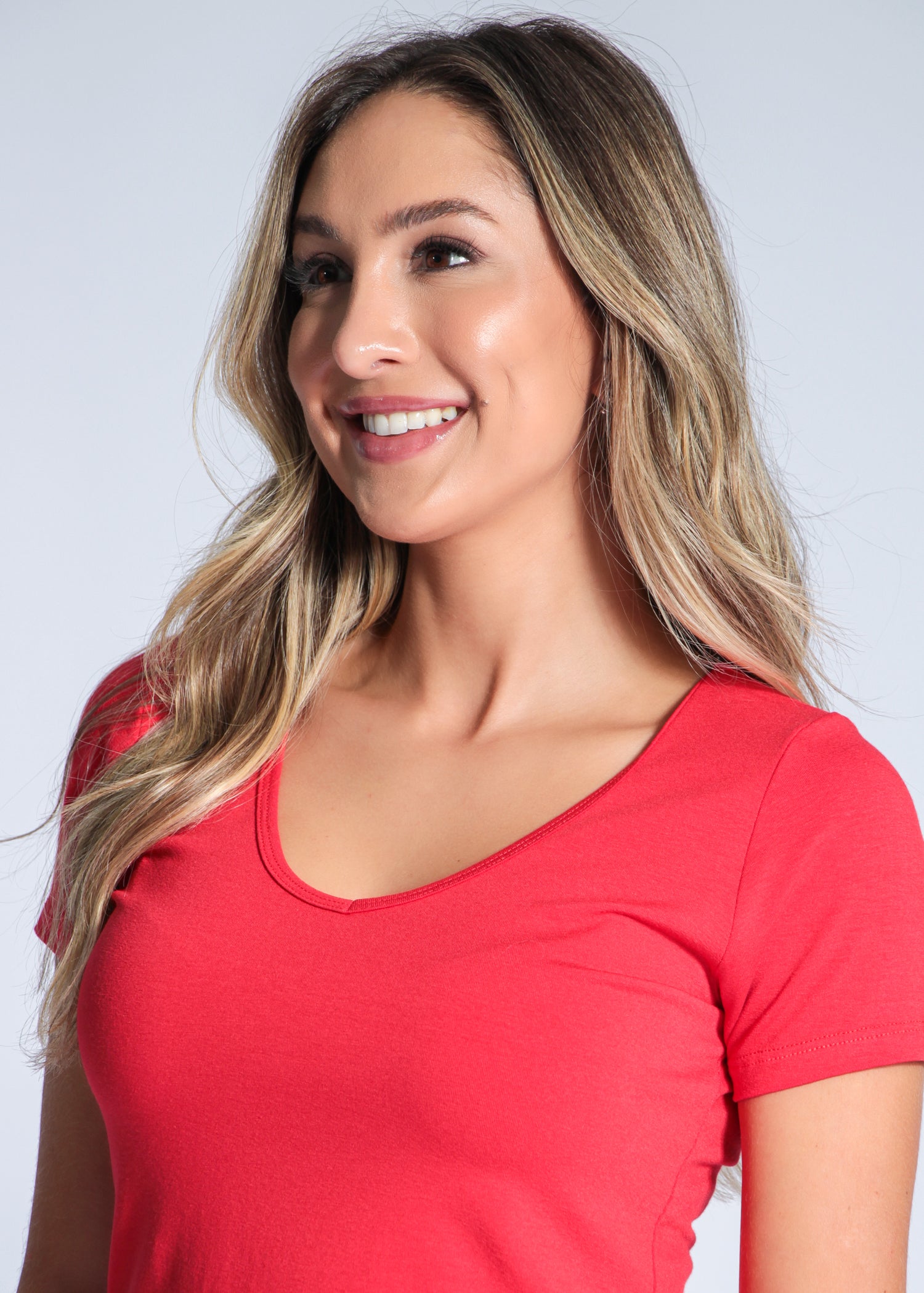 Blusa Viscolycra Gola V - Vermelha