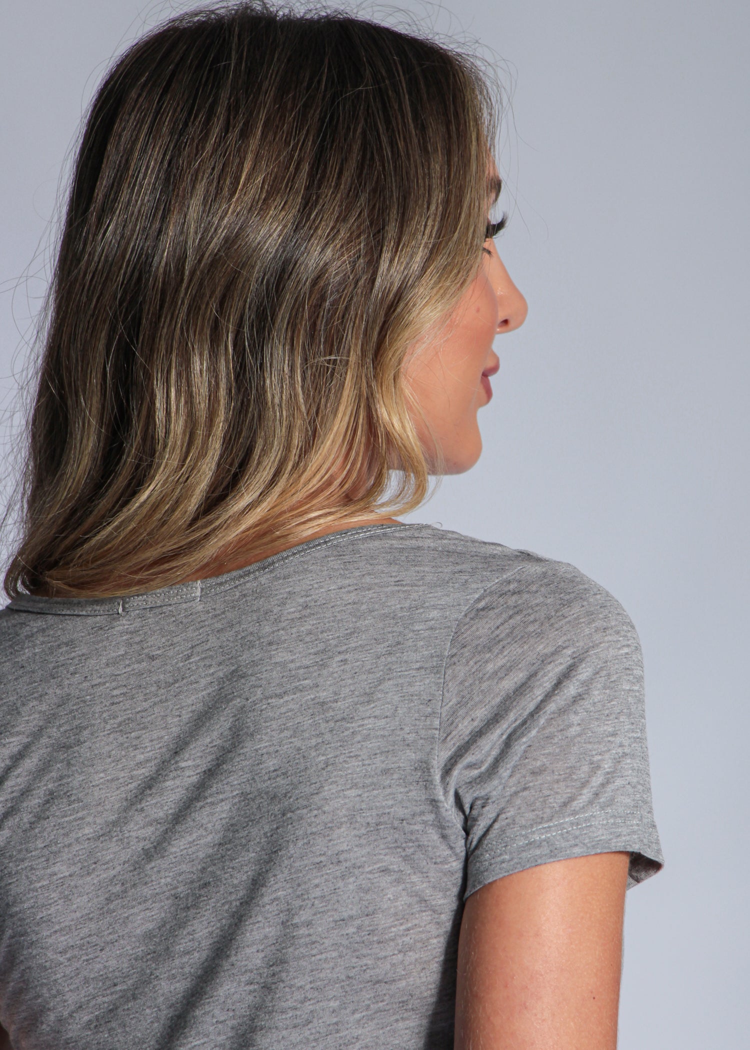 Blusa Viscolycra Gola V - Cinza