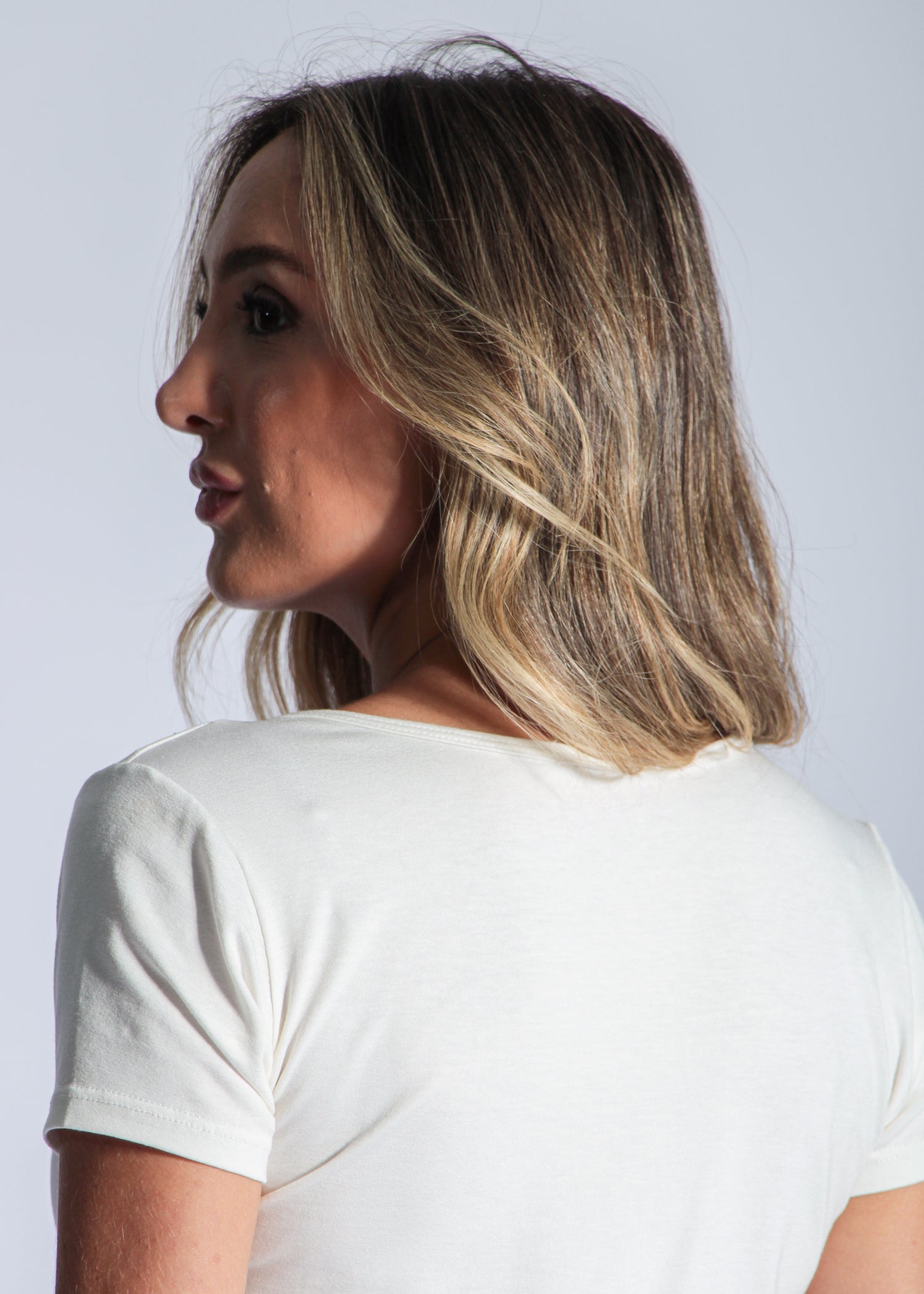 Blusa Viscolycra Gola V - Off White