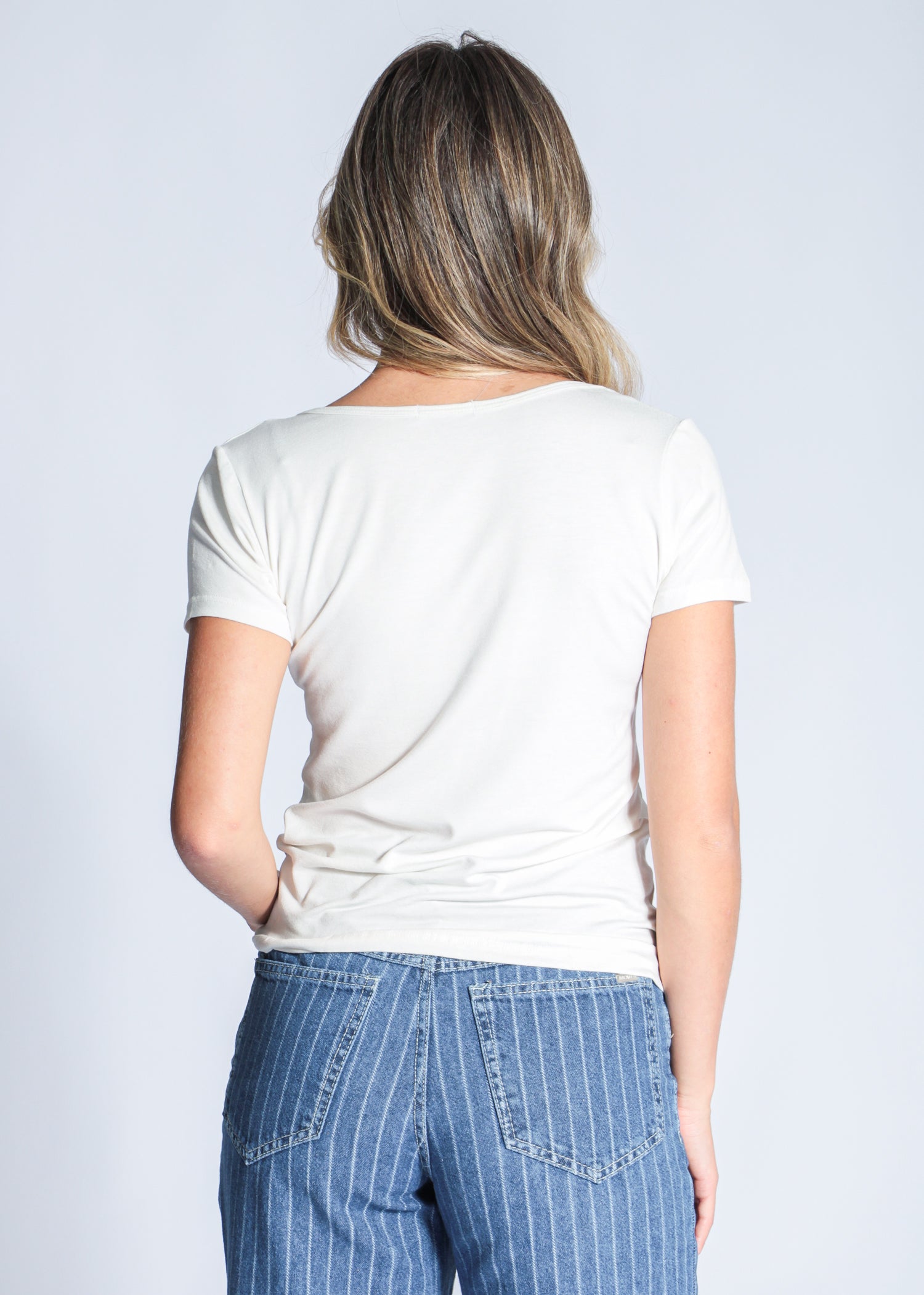 Blusa Viscolycra Gola V - Off White