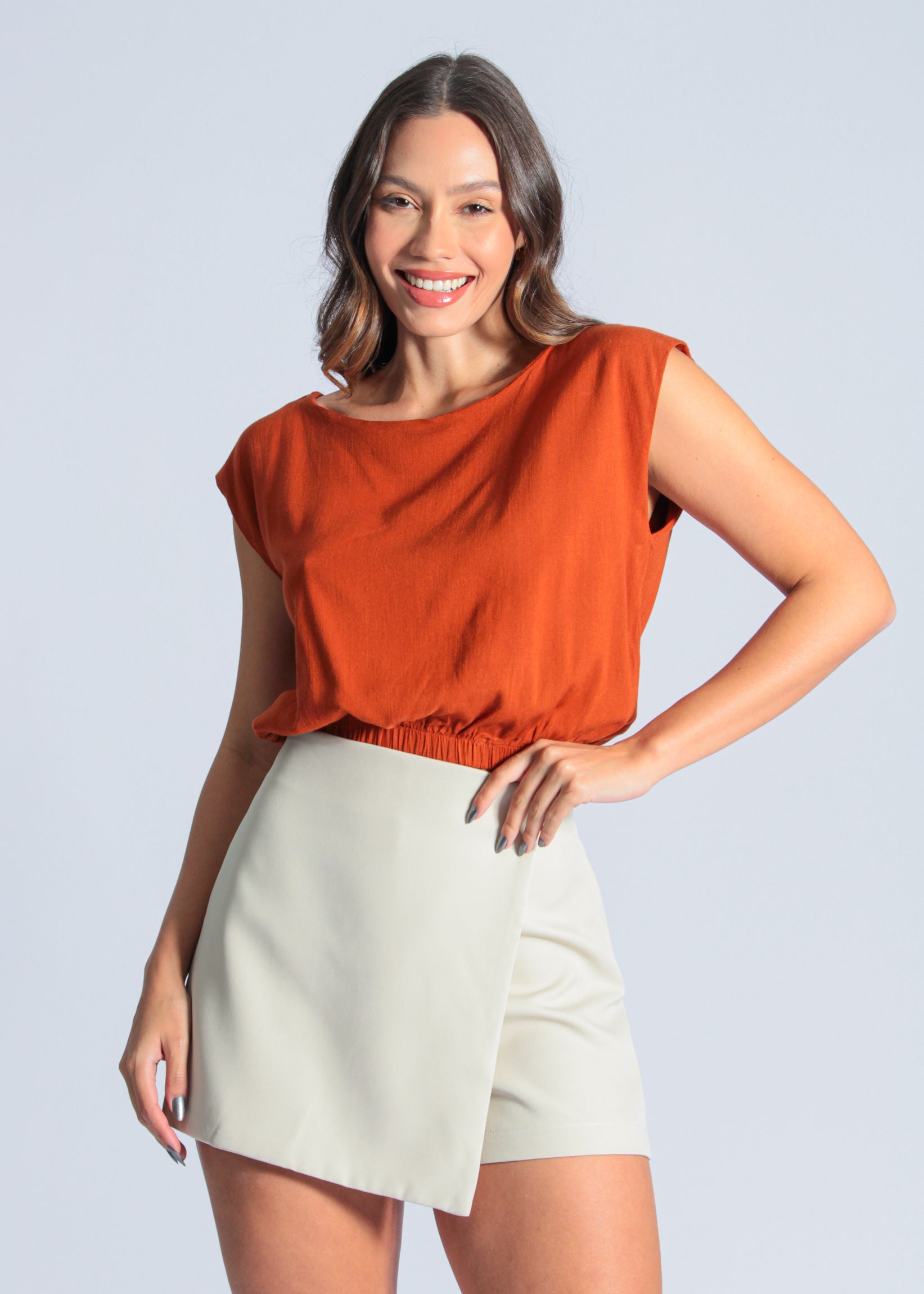 Blusa Viscose Canoa - Telha