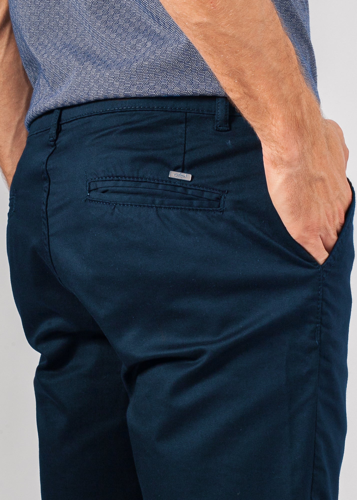 Calça Sarja Bolso Faca - Azul Petróleo