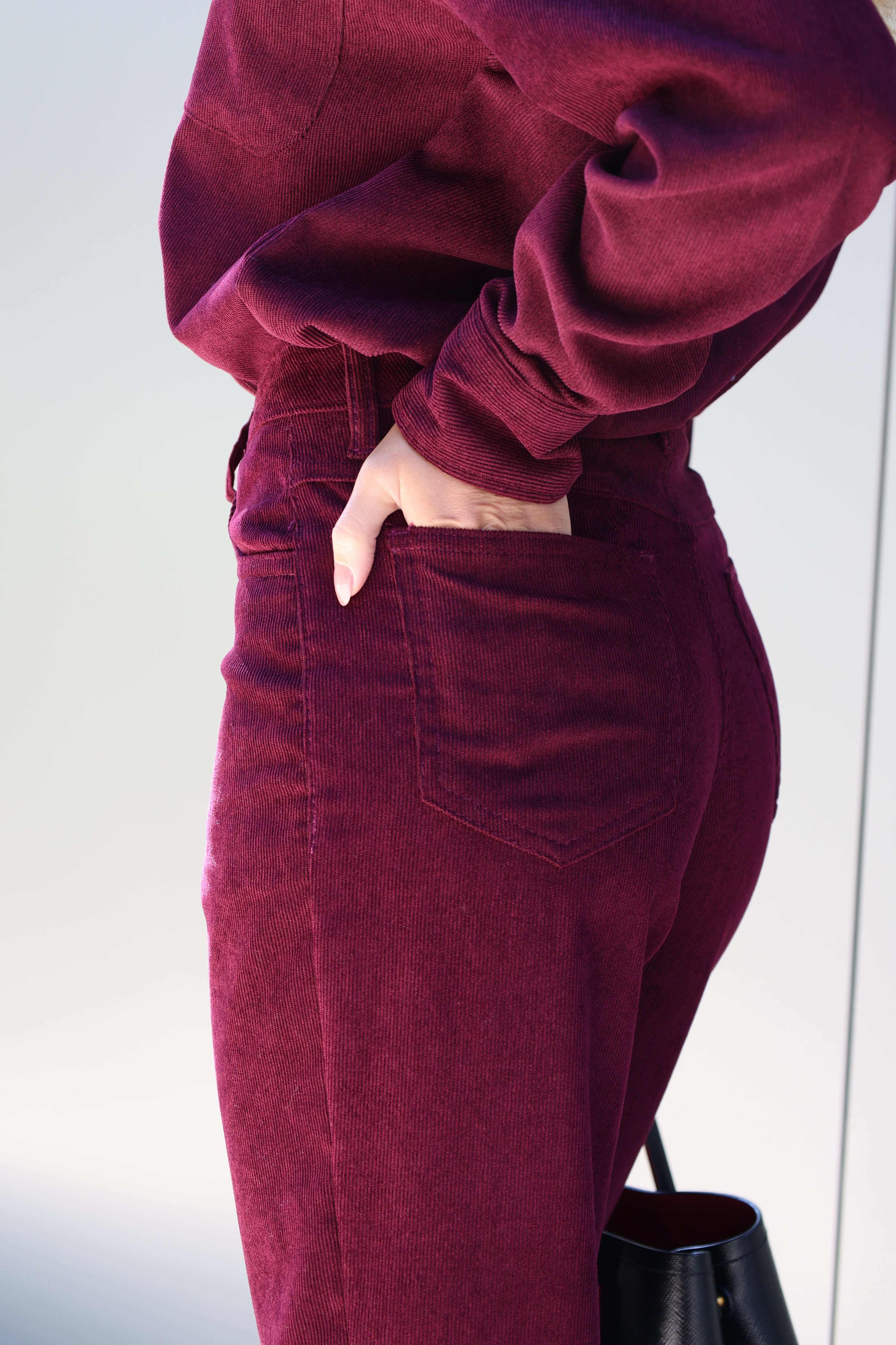 Calça Cotelê Reta - Bordô
