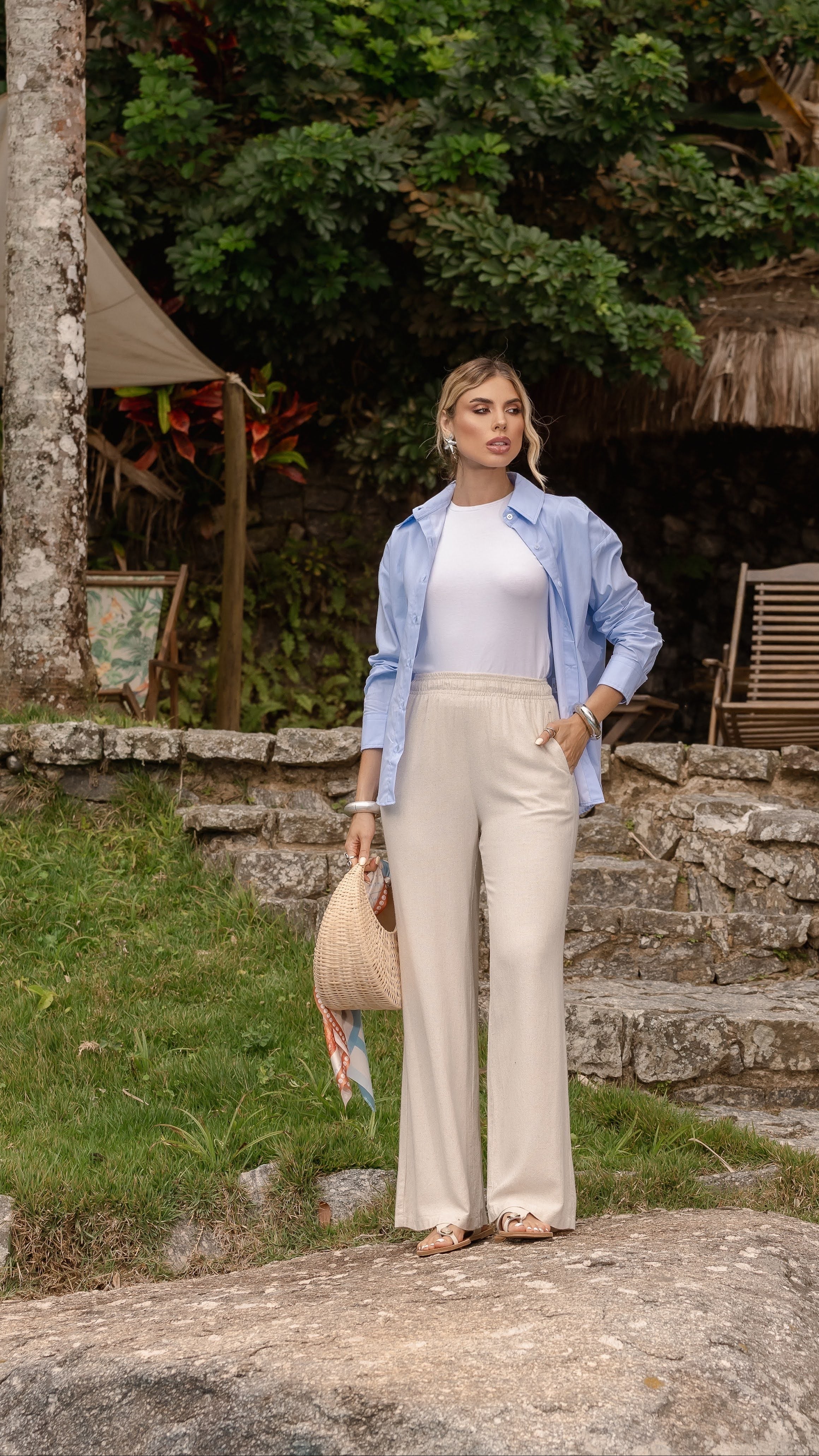 Camisa Manga Longa Oversized - Azul