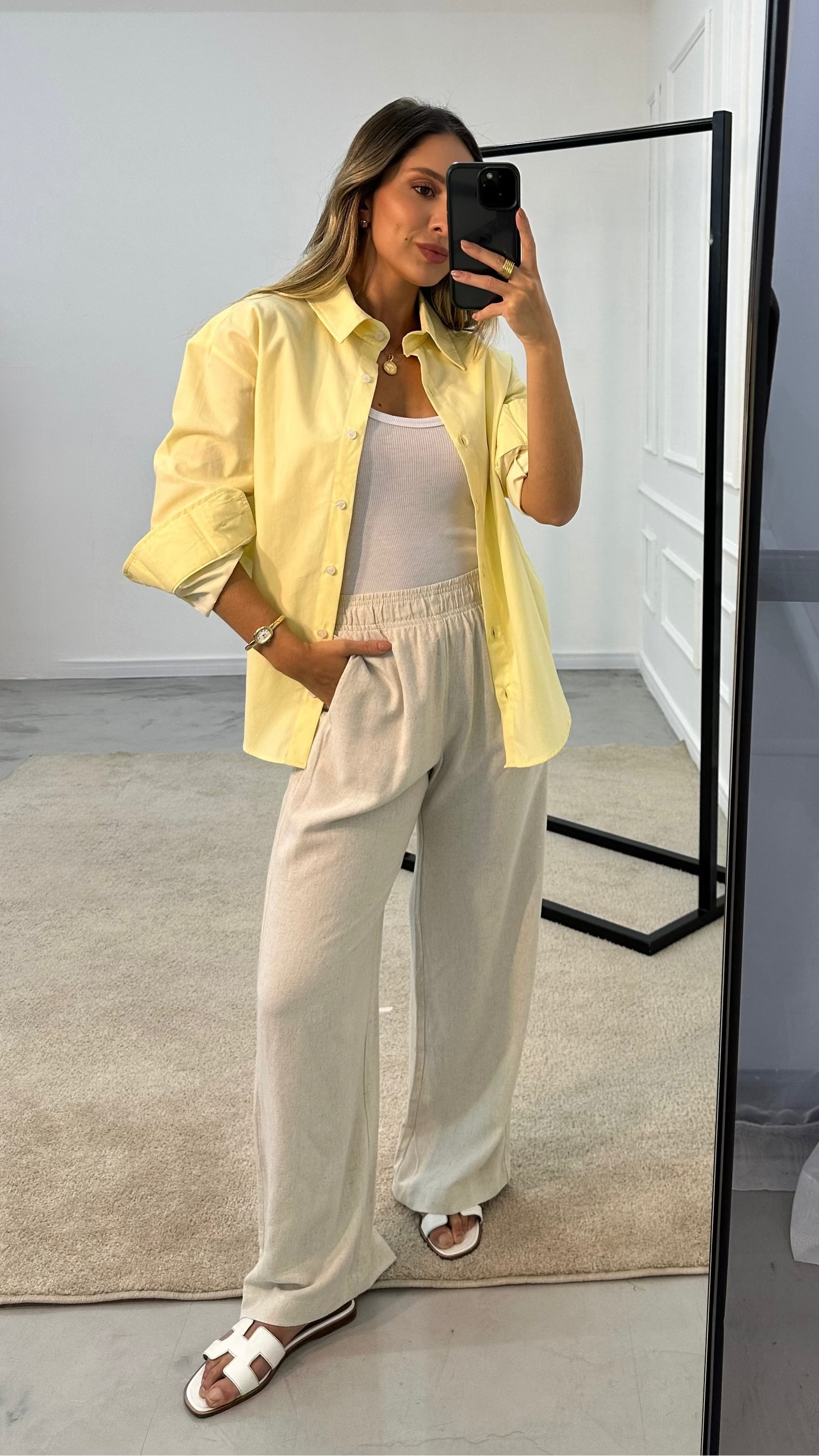 Camisa Manga Longa Oversized - Amarela