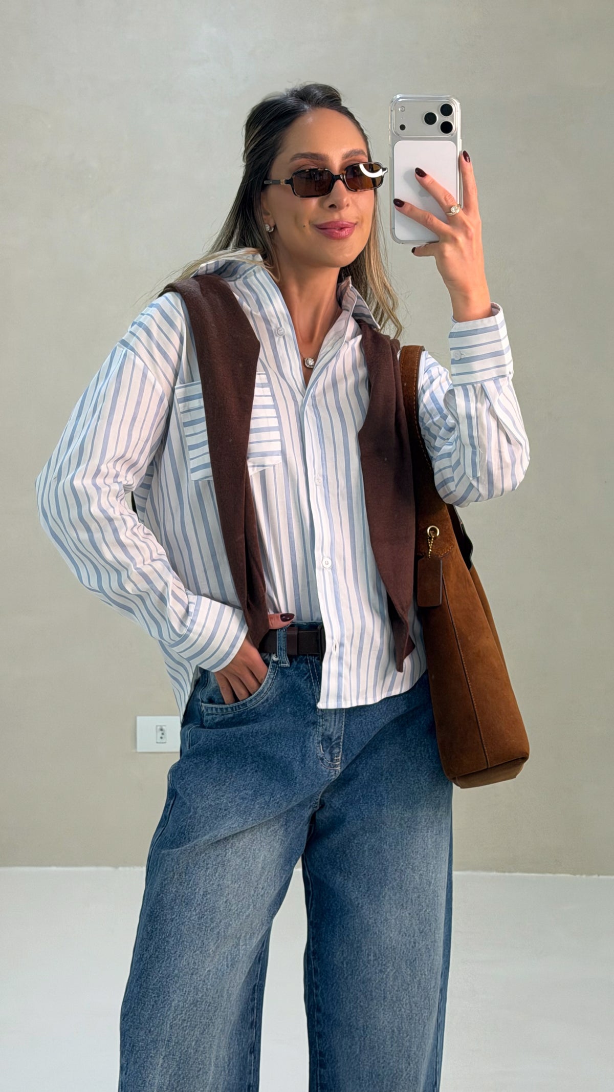 Camisa Over Listrada Riviera - Azul