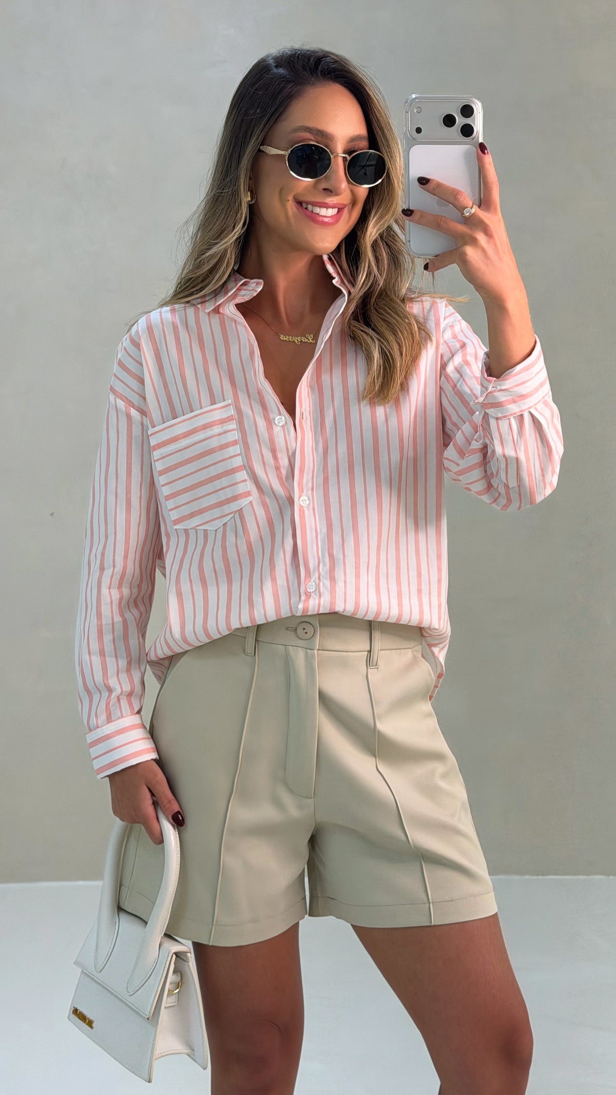 Camisa Over Listrada Riviera - Salmão