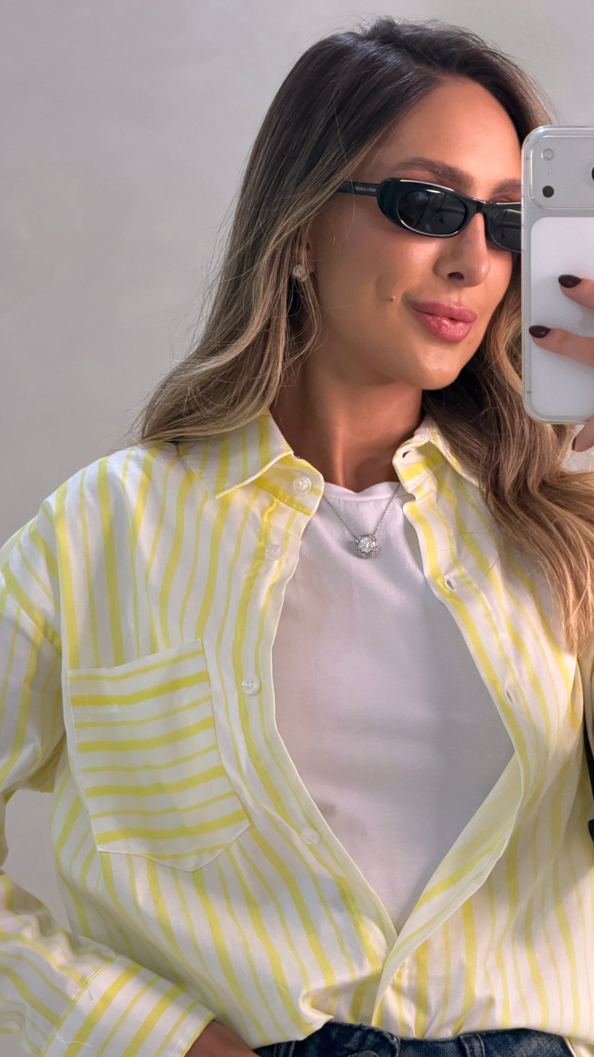 Camisa Over Listrada Riviera - Amarela