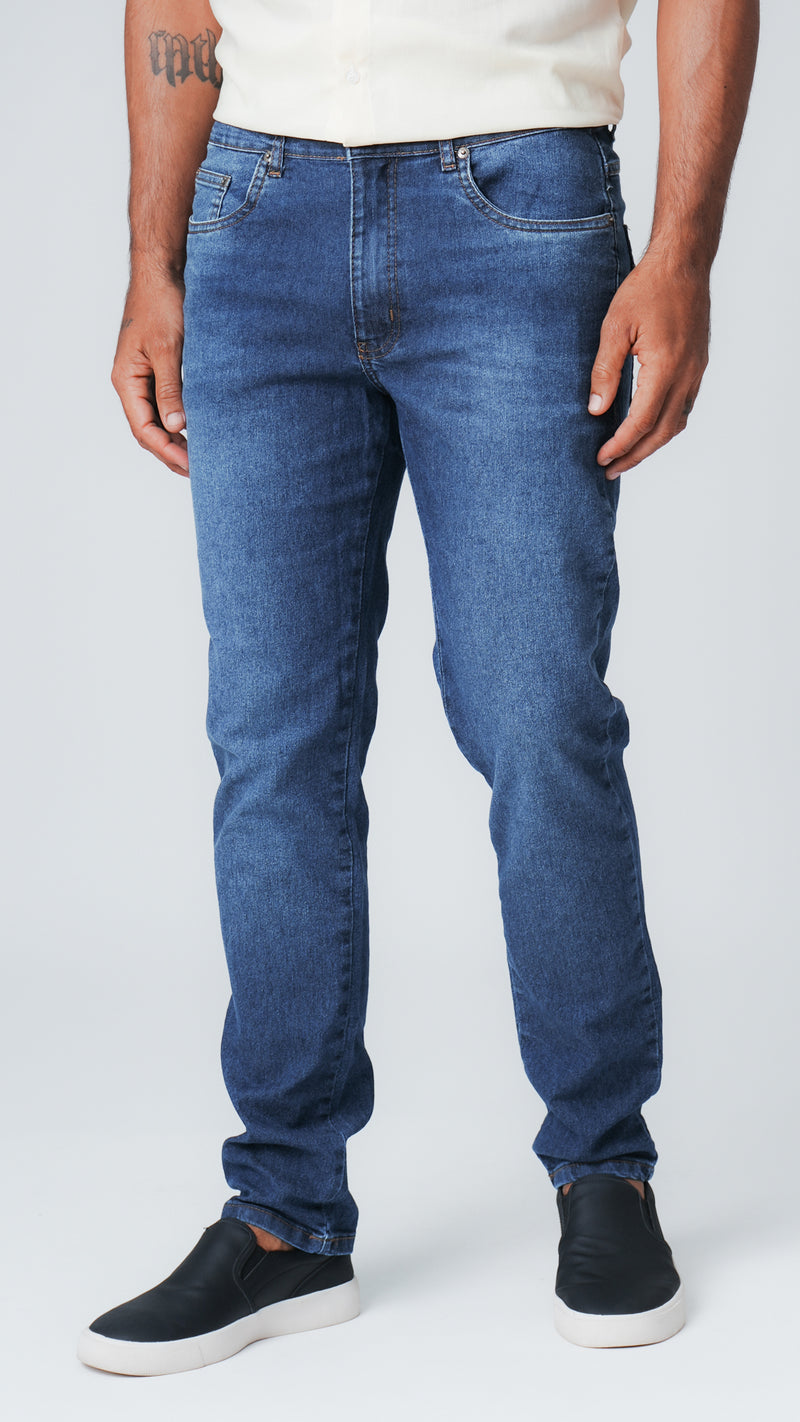 Calça Jeans - Escura Bolso Recorte