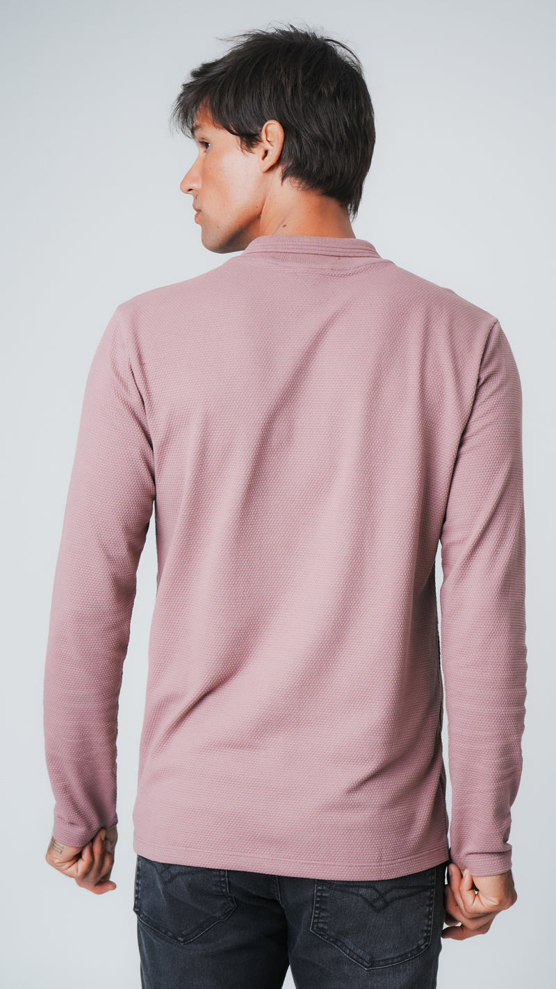 Camisa Polo Colmeia Manga Longa - Rosê
