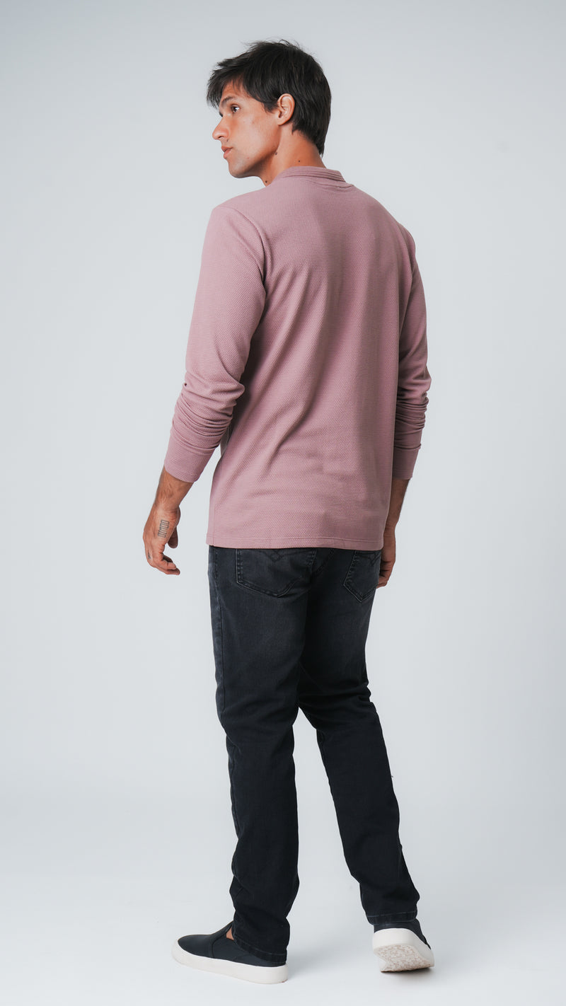 Camisa Polo Colmeia Manga Longa - Rosê