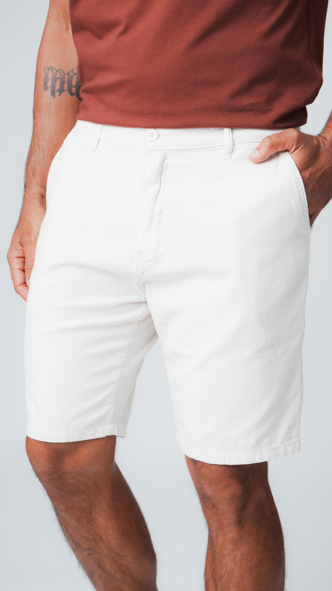 Bermuda Linho Bolso Faca - Cru